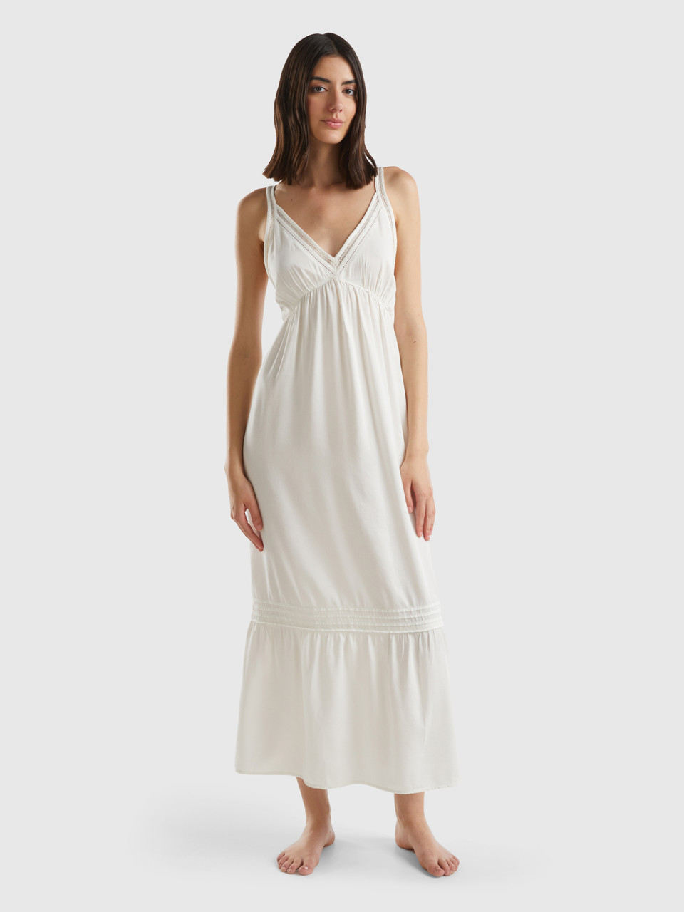 Benetton, Modal® And Cotton Blend Dress, Creamy White, Women