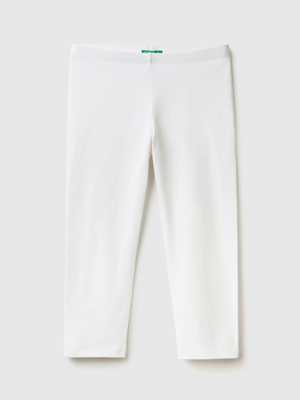 Benetton, 3/4-leggings Aus Elastischer Baumwolle, Weiss, female