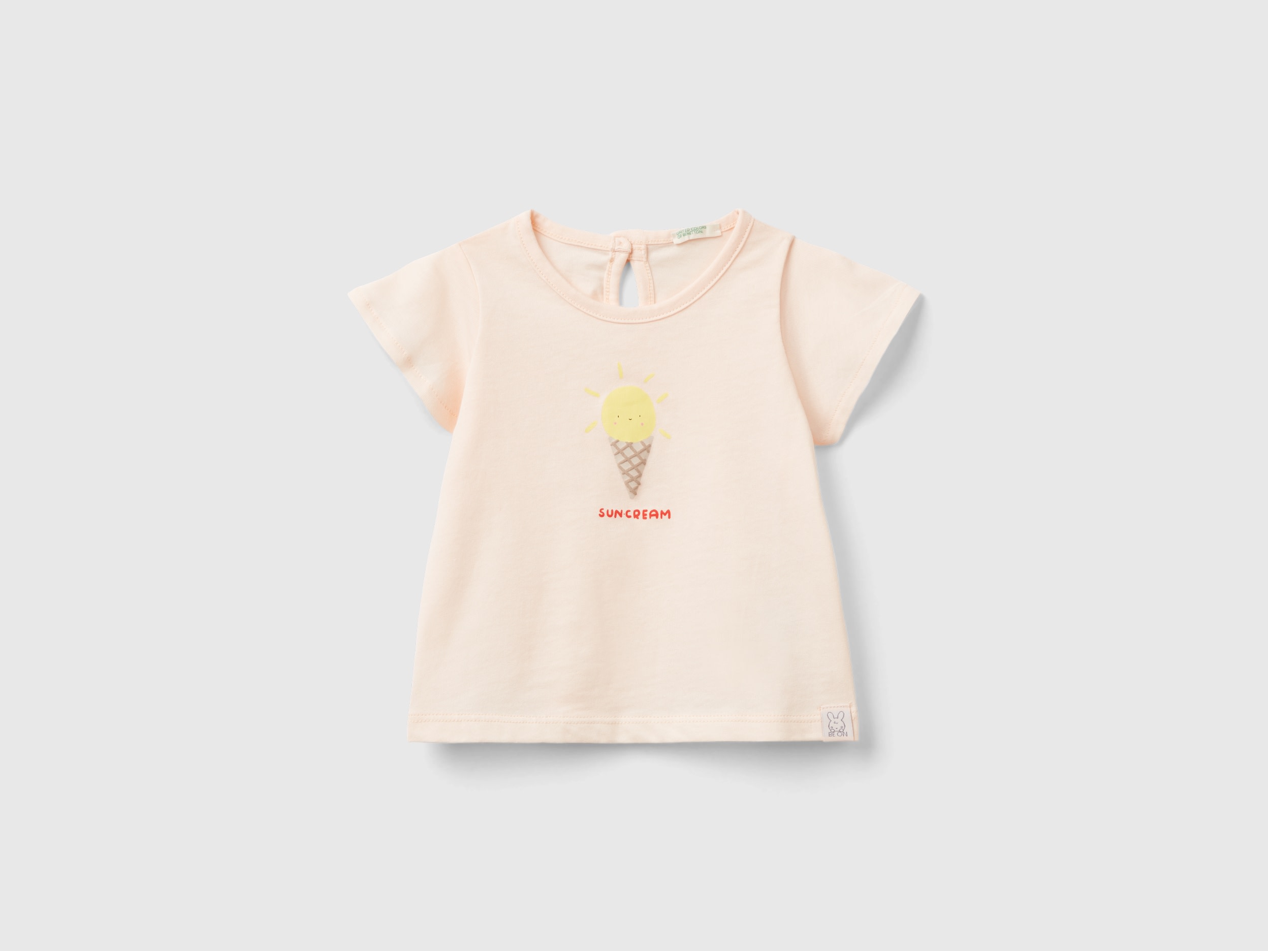 Image of Benetton, T-shirt In Pure Organic Cotton, size 50, Peach, Kids