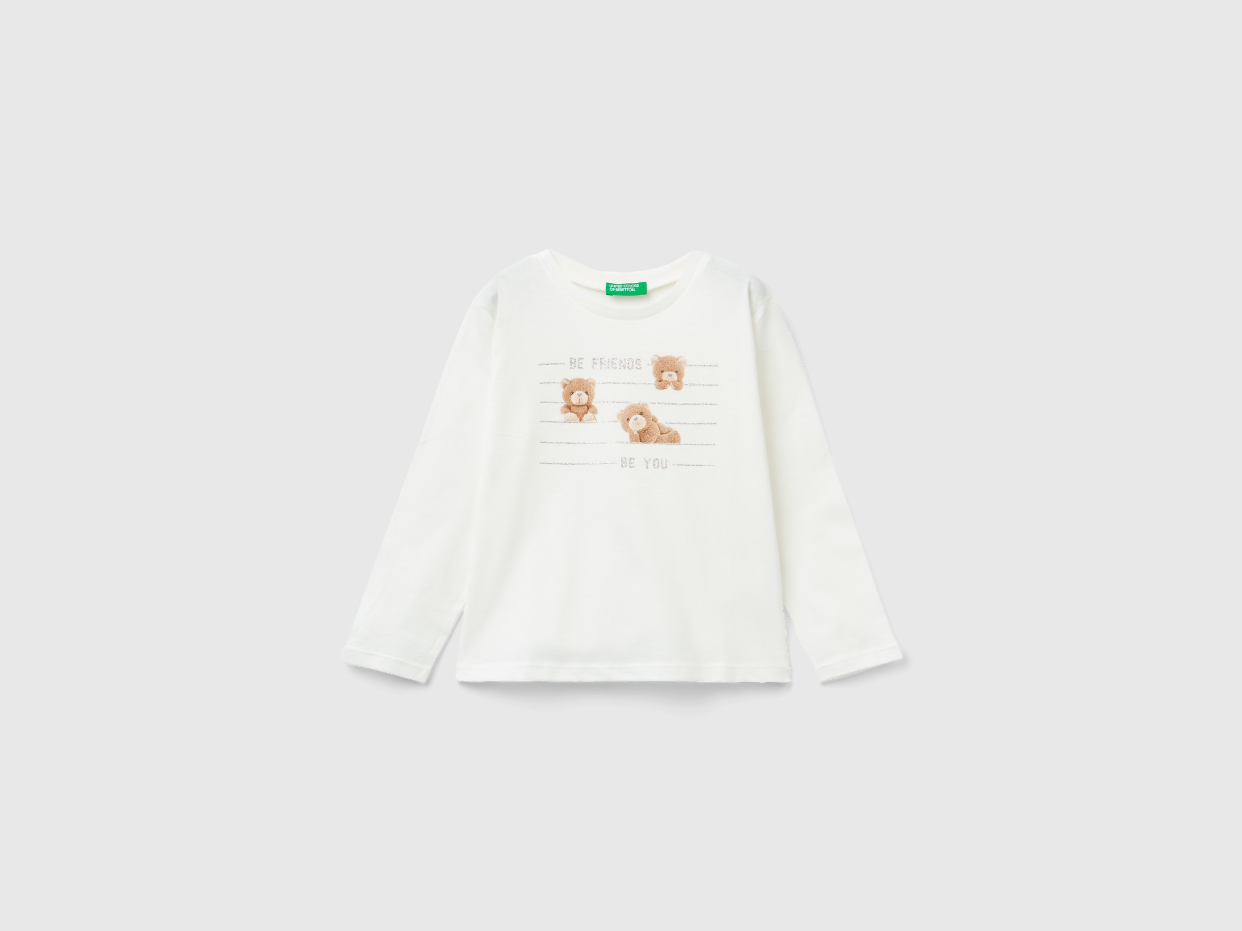 Benetton, T-shirt With Photo Print, size 18-24, Creamy White, Kids