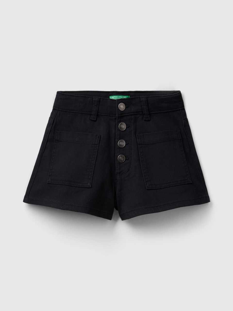 Benetton, Stretch Cotton Shorts, Black, Kids