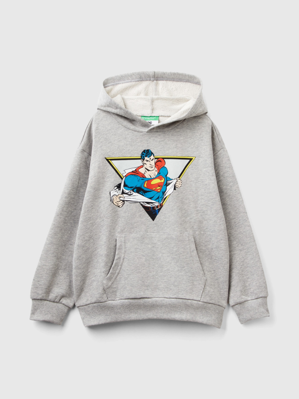 Benetton, Marl Gray Superman ©&™ Dc Comics Sweatshirt, Light Gray, Kids