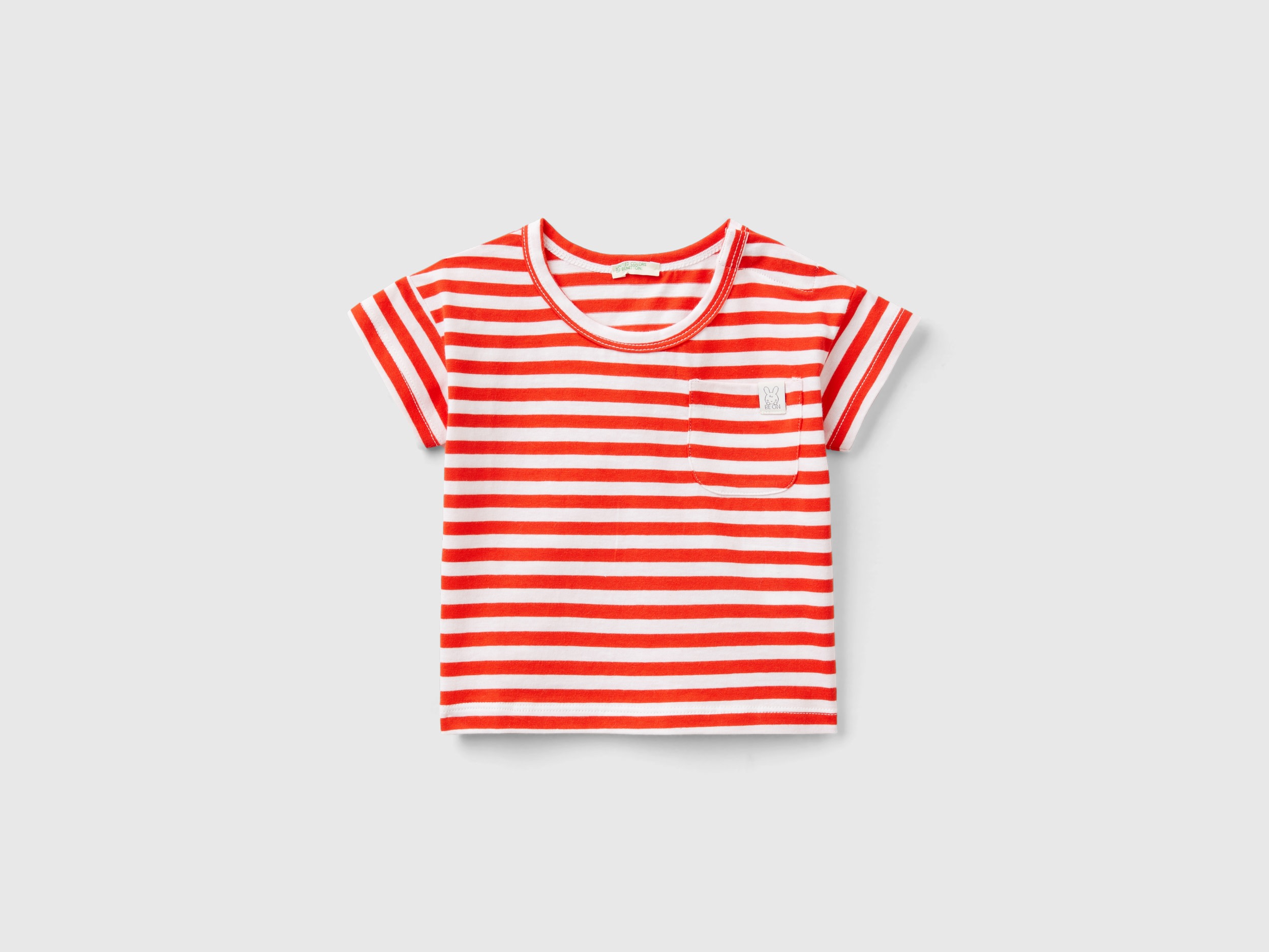 Image of Benetton, Striped T-shirt With Ice-cream Print, size 50, Multi-color, Kids