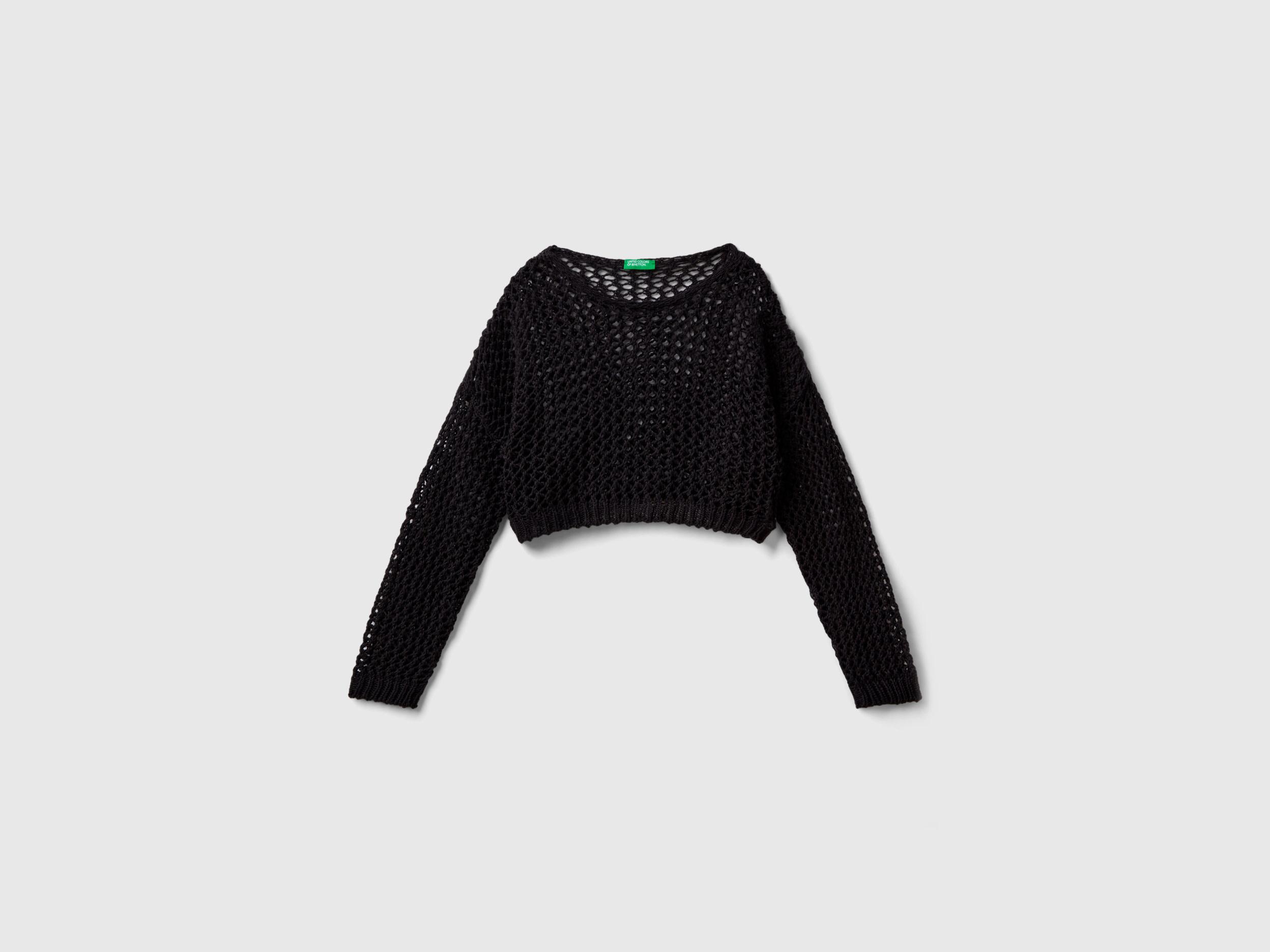 Benetton, Maglia Corta Boxy Fit, Nero, Bambini
