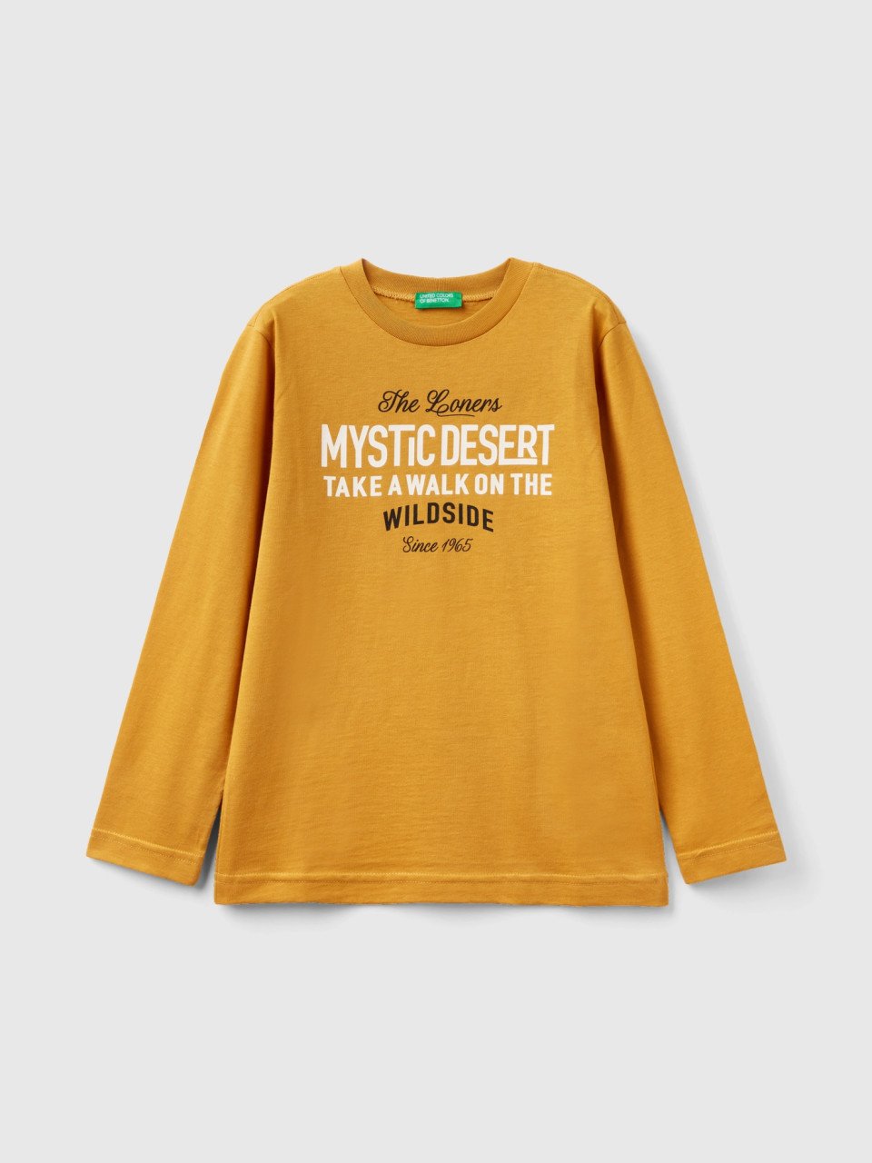 Benetton, Long Sleeve T-shirt In Organic Cotton, Mustard, Kids