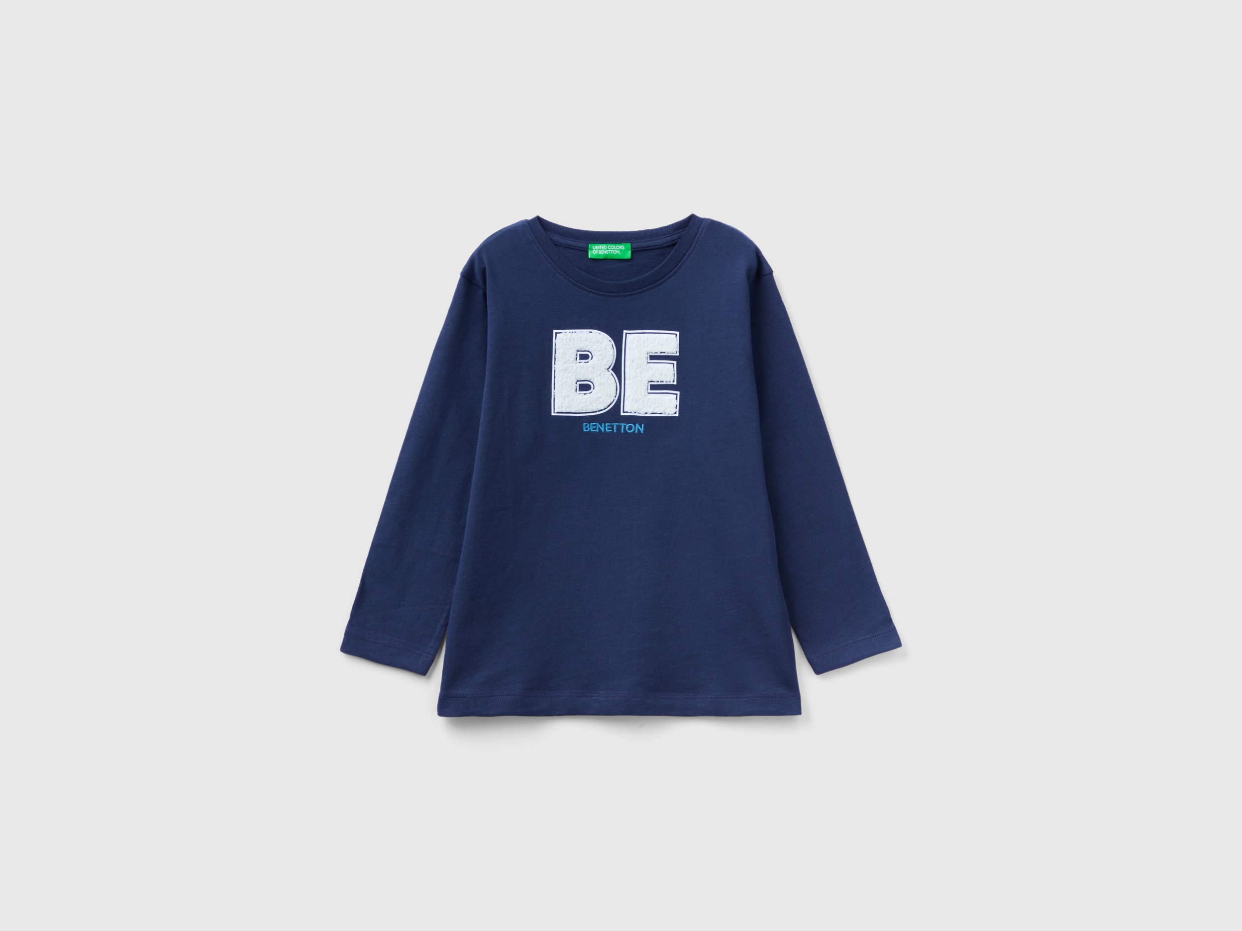 Benetton, T-shirt With Terry Embroidery, size 18-24, Dark Blue, Kids