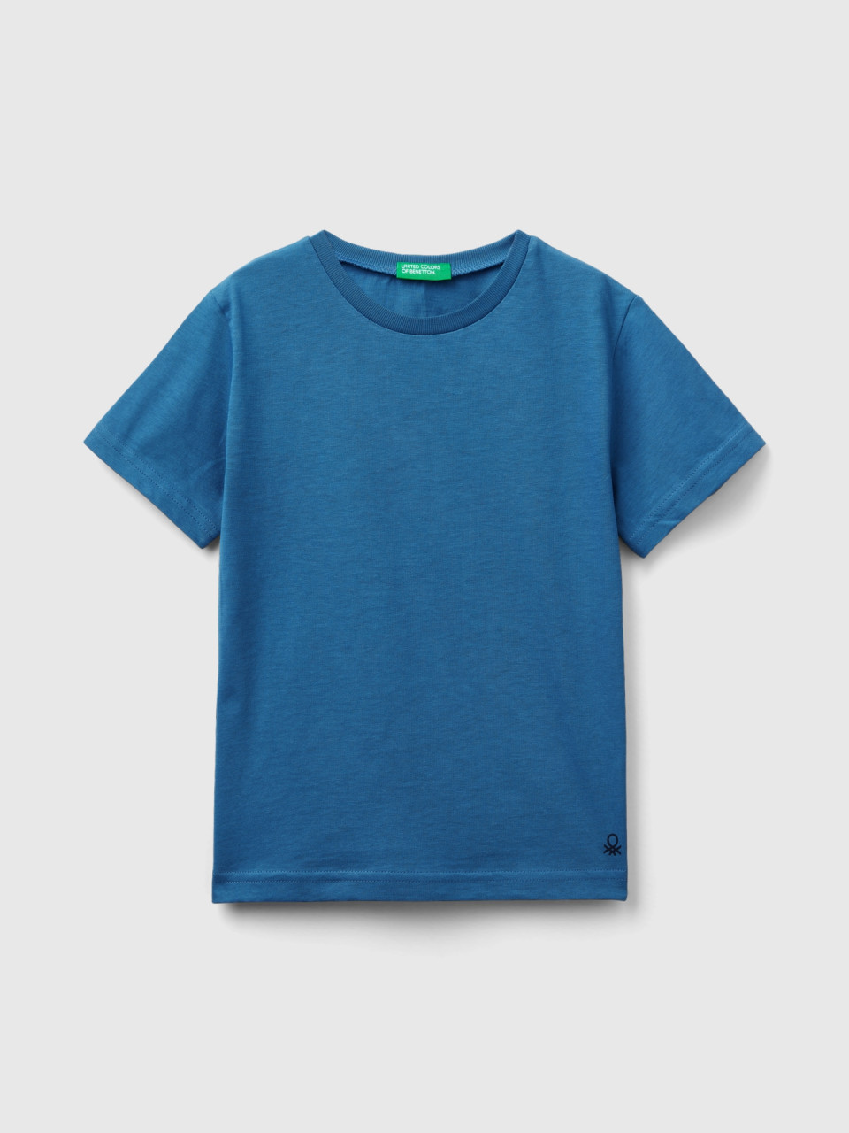 Benetton, T-shirt In Cotone Biologico, Blu, Bambini