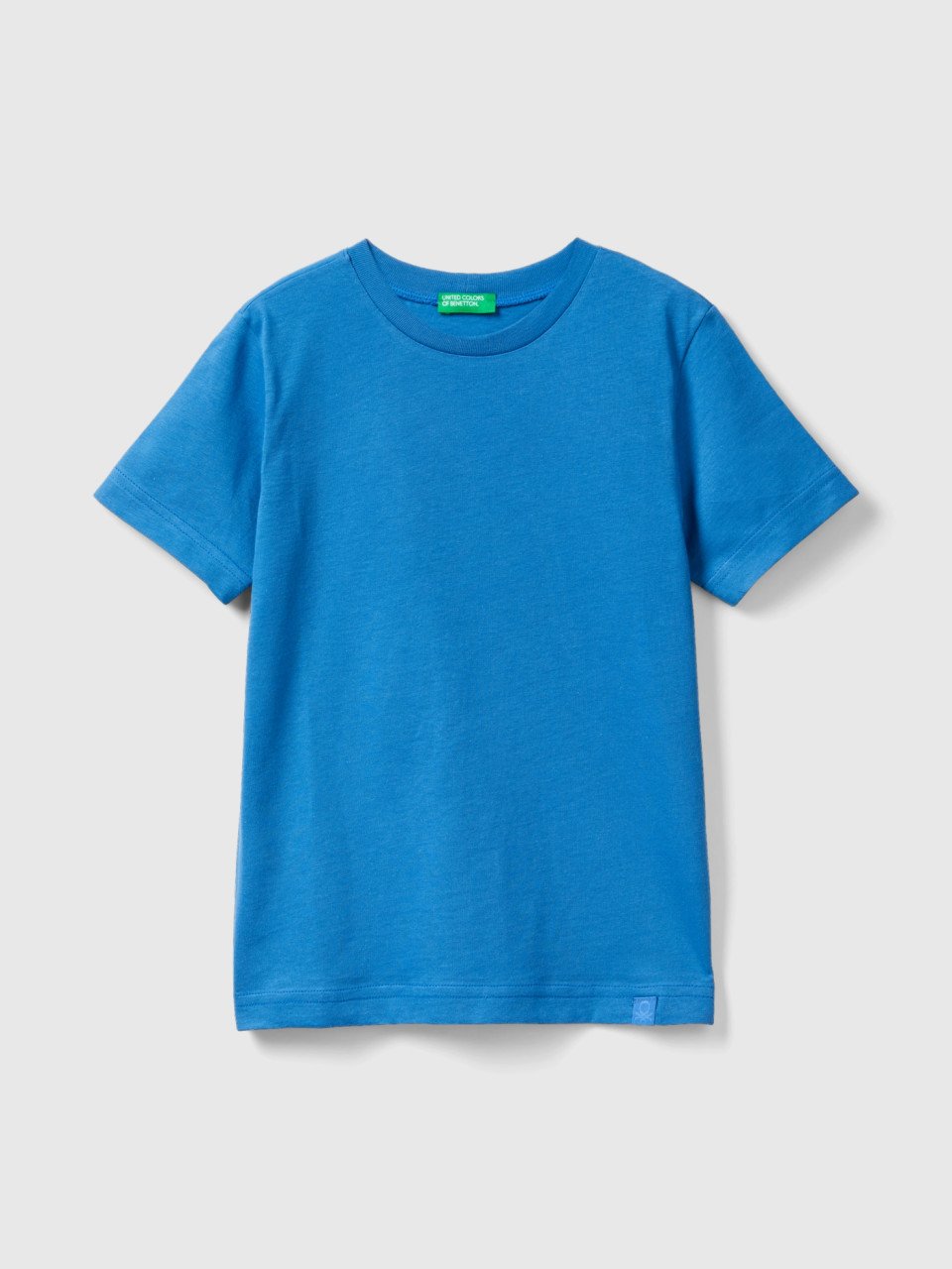 Benetton, T-shirt In Cotone Biologico, Blu, Bambini