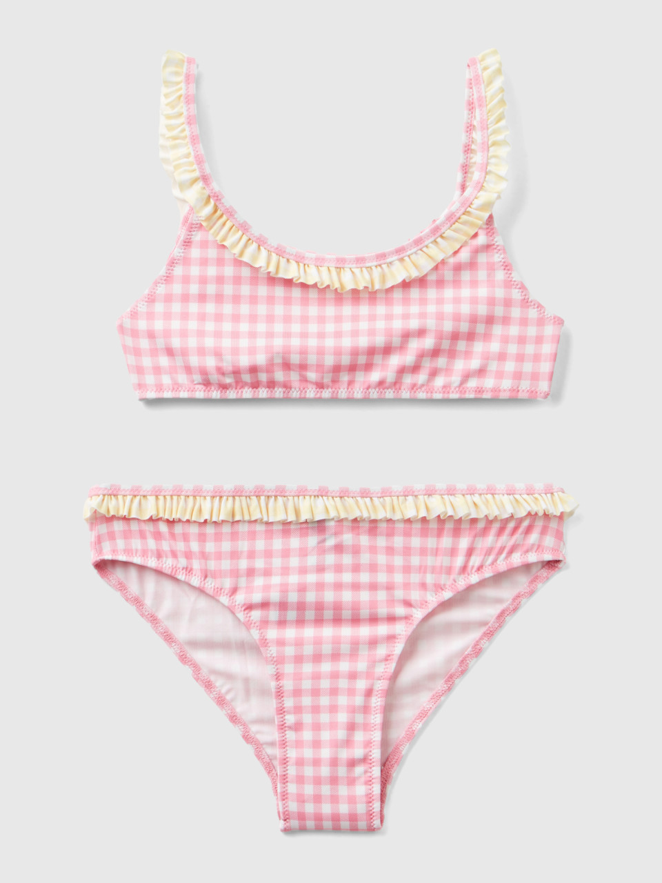 Benetton, Vichy Bikini Swimsuit, Pink, Kids