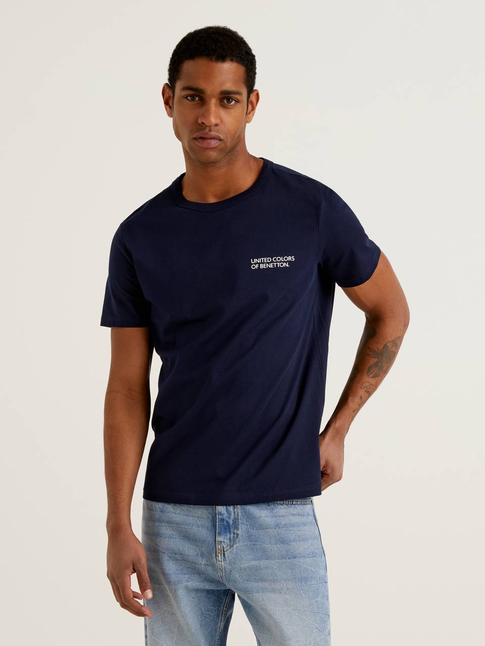 Benetton Dark blue t-shirt with logo print. 1