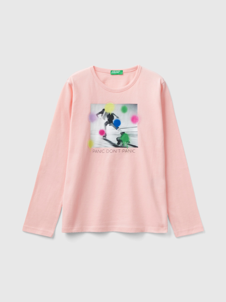 Benetton, T-shirt Chaud Avec Photo Imprimée, Rose, Enfants