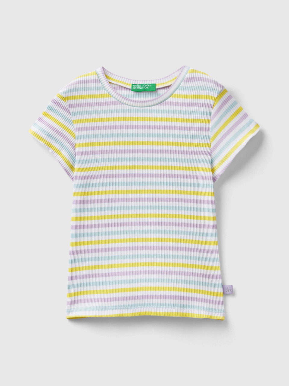 Benetton, T-shirt Ajusté À Rayures, Multicolore, Enfants