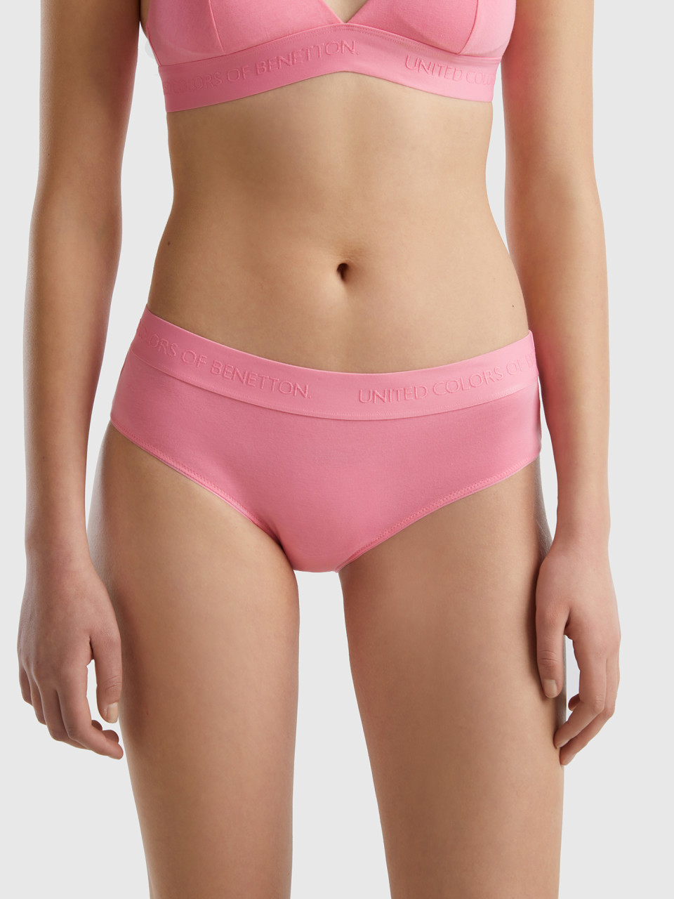 Benetton, High-rise Underwear In Organic Cotton, Pink, Women