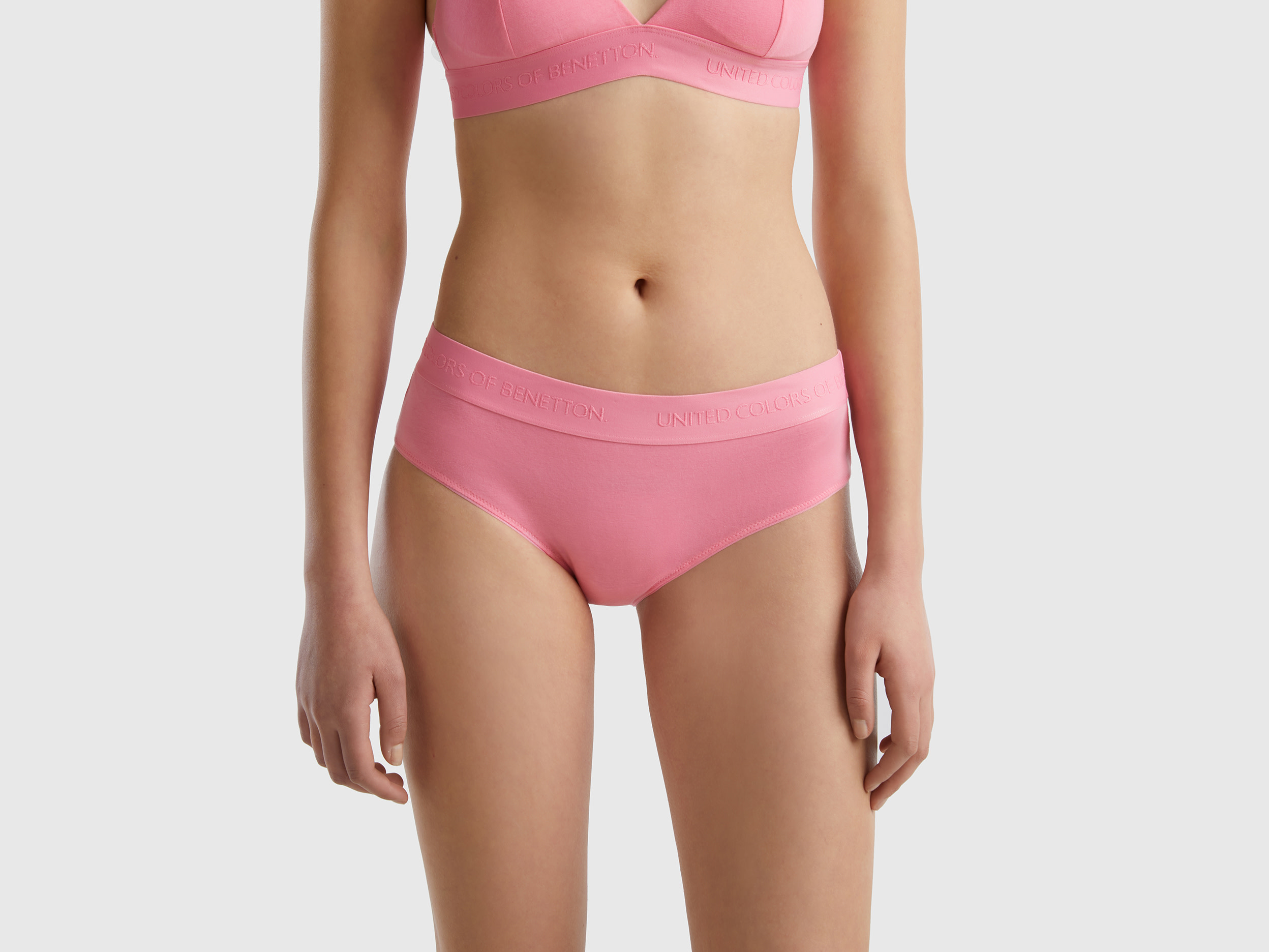 Image of Benetton, High-rise Underwear In Organic Cotton, size M, Pink, Women
