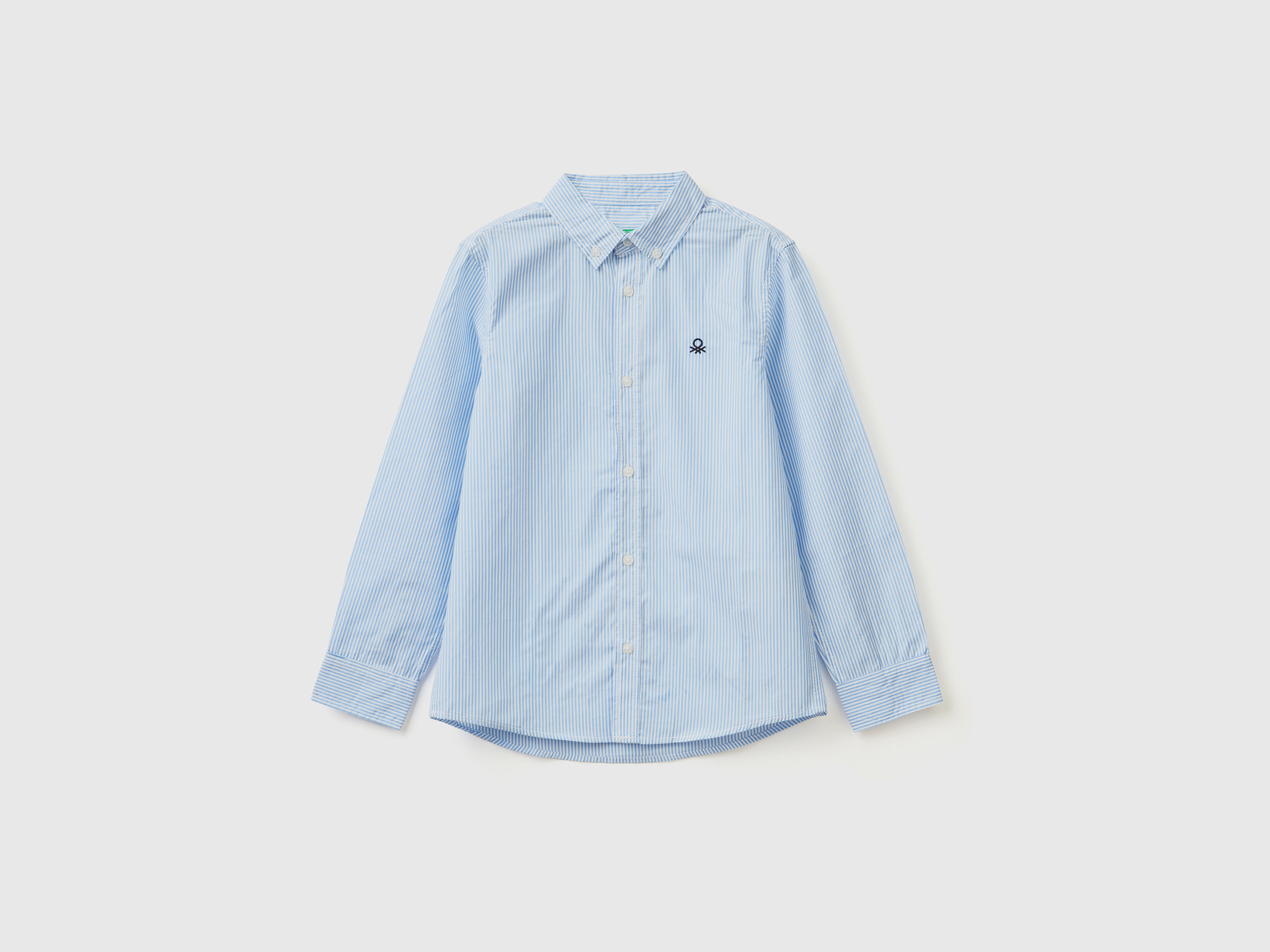Benetton, Sporty 100% Cotton Shirt, size M, Sky Blue, Kids