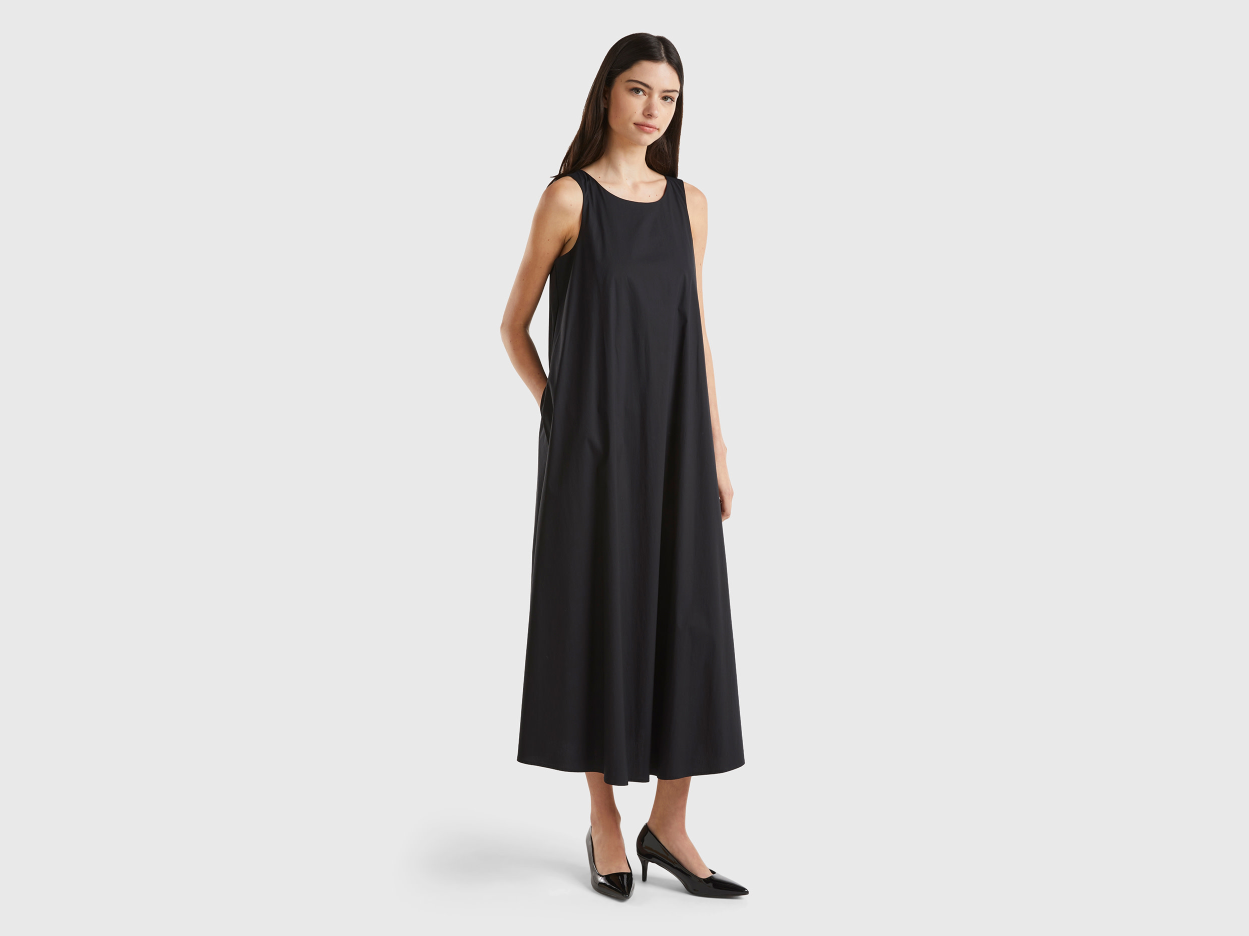 Benetton, Long Sleeveless Dress, size M, Black, Women