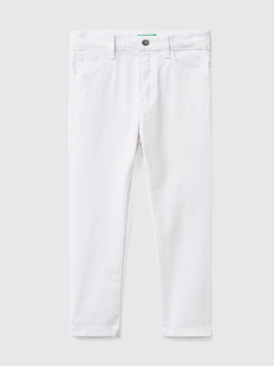Benetton, Five-pocket Slim Fit Trousers, White, Kids