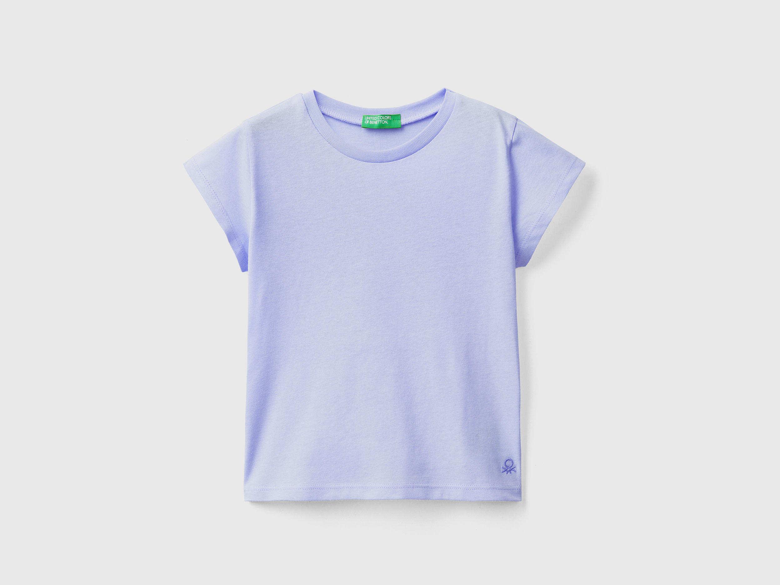 Benetton, T shirt 100% Cotone Bio, Pervinca, Bambini