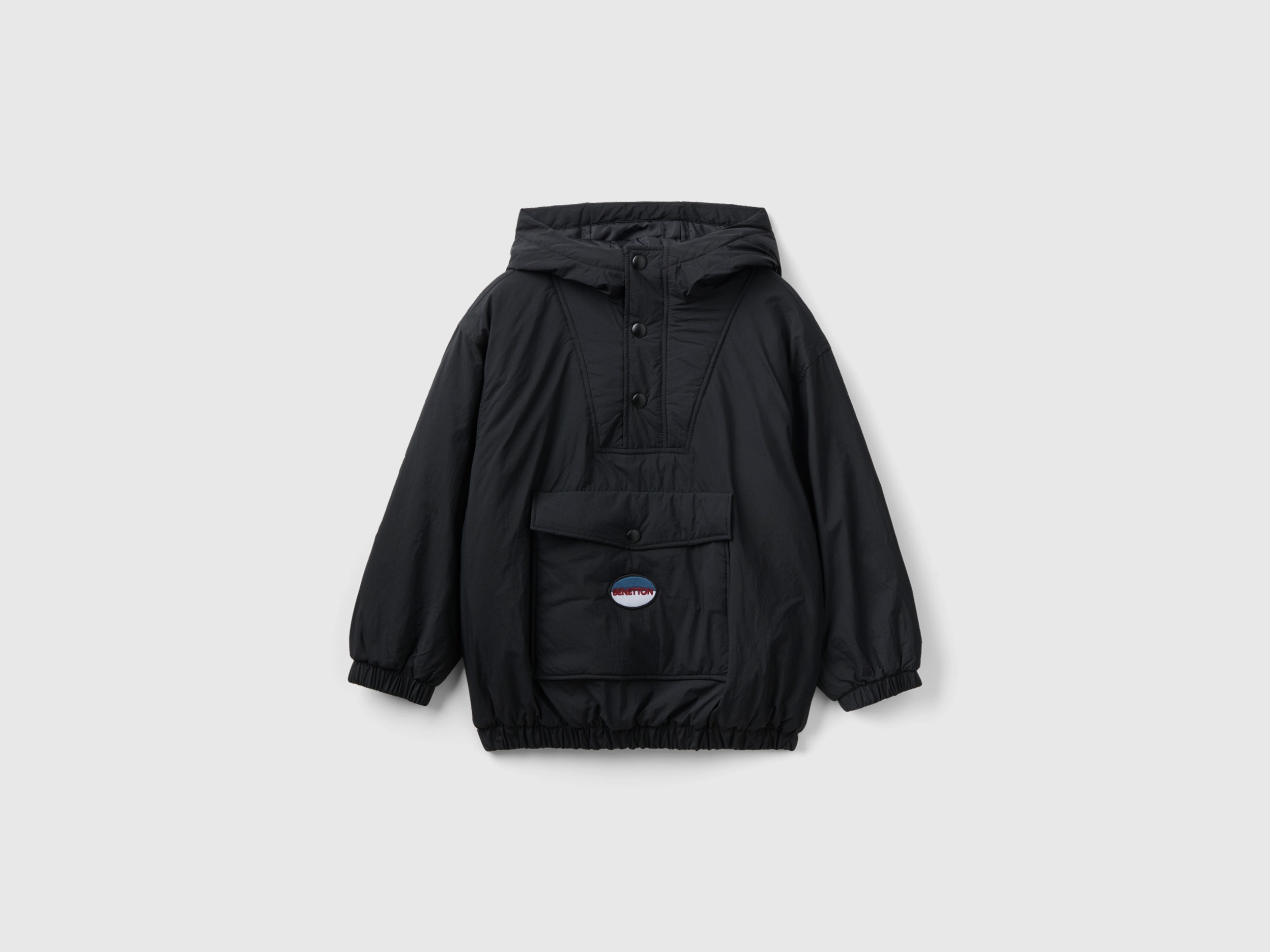 Benetton, Black Jacket With Pocket, size XL, Black, Kids