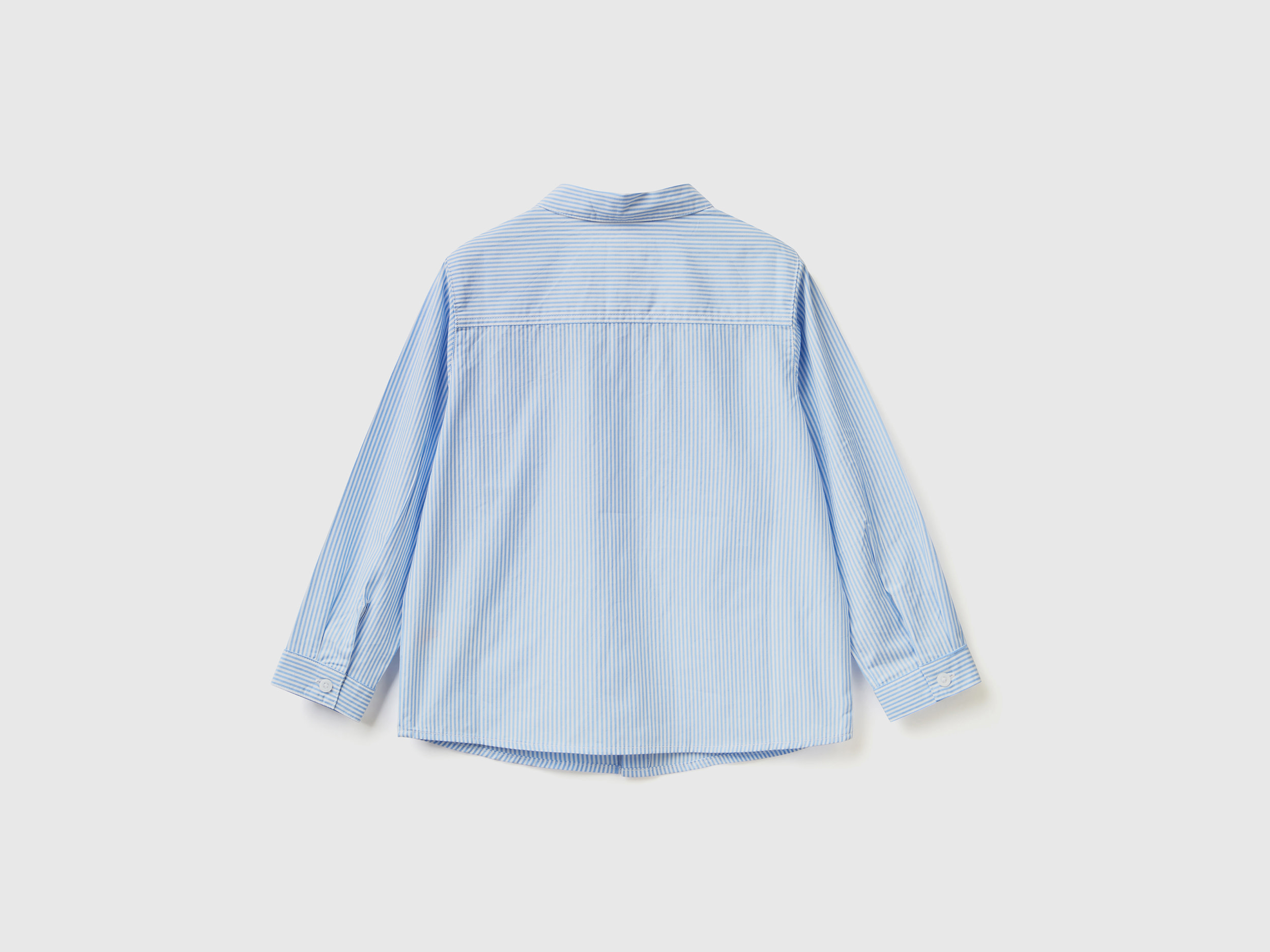 Benetton, Shirt In Pure Cotton, Taglia 12-18, Sky Blue, Kids