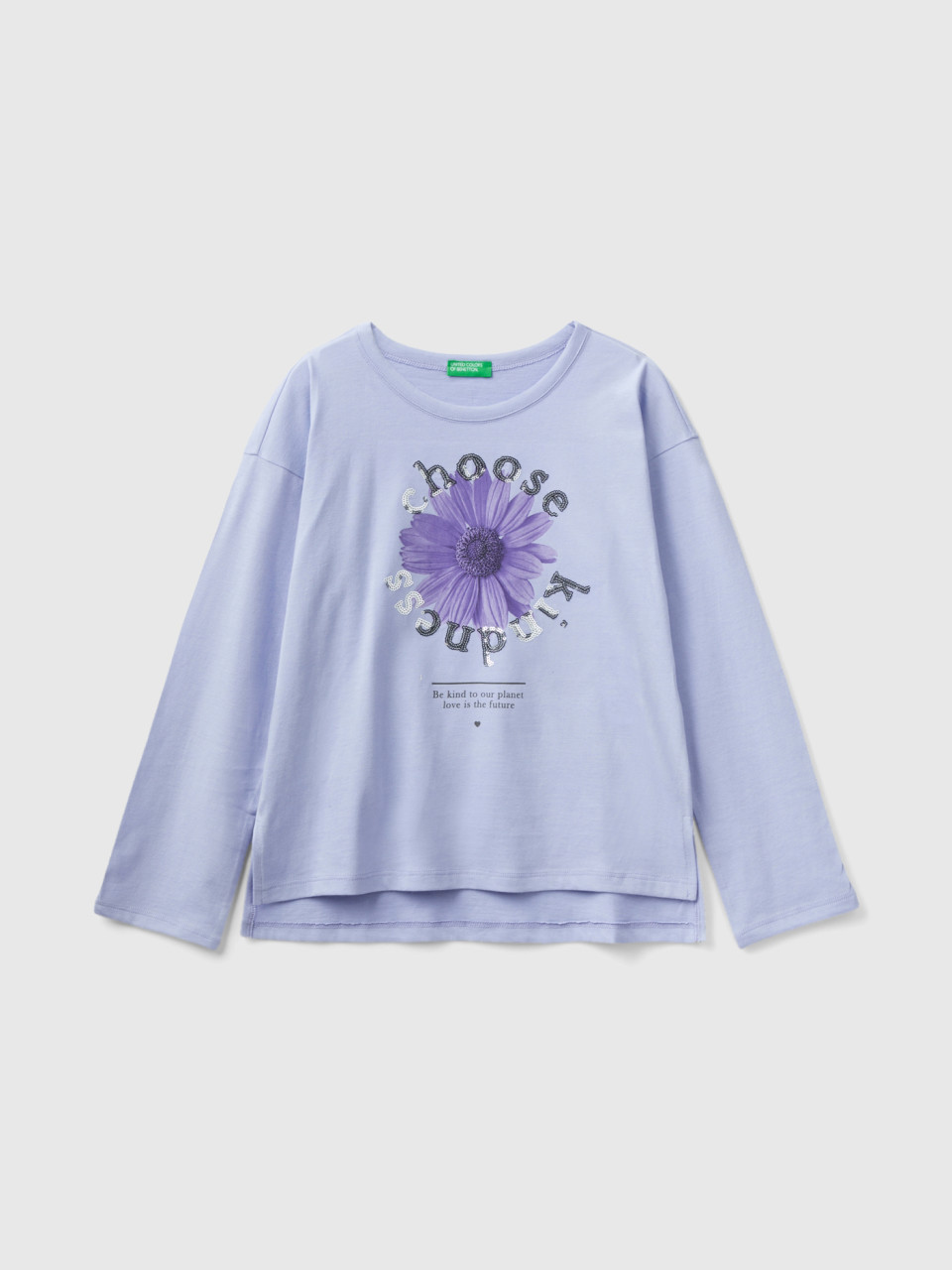 Benetton, T-shirt With Photographic Print, Lilac, Kids