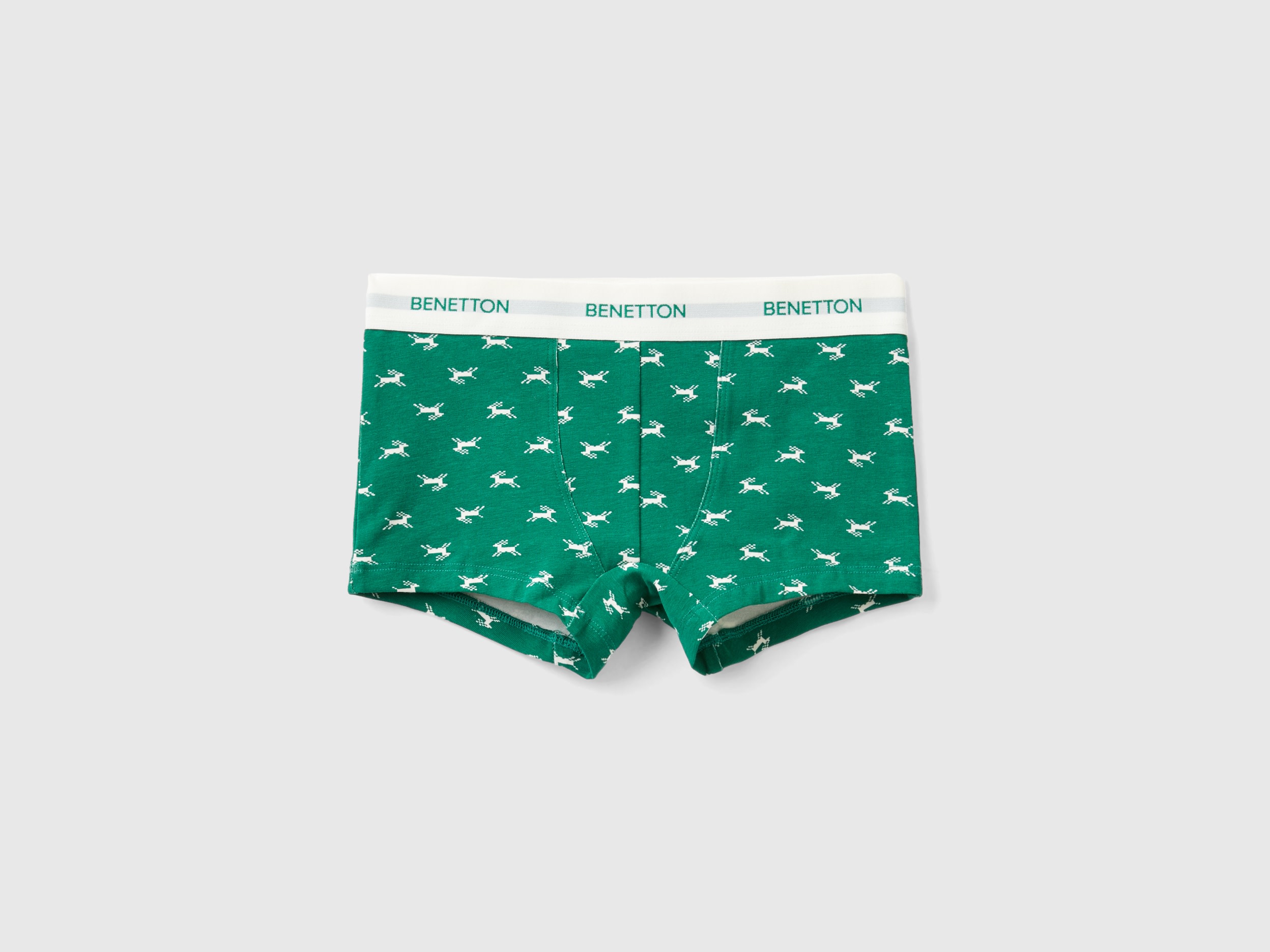 Benetton, Green Boxers With Reindeer Print, size 18-24, Green, Kids