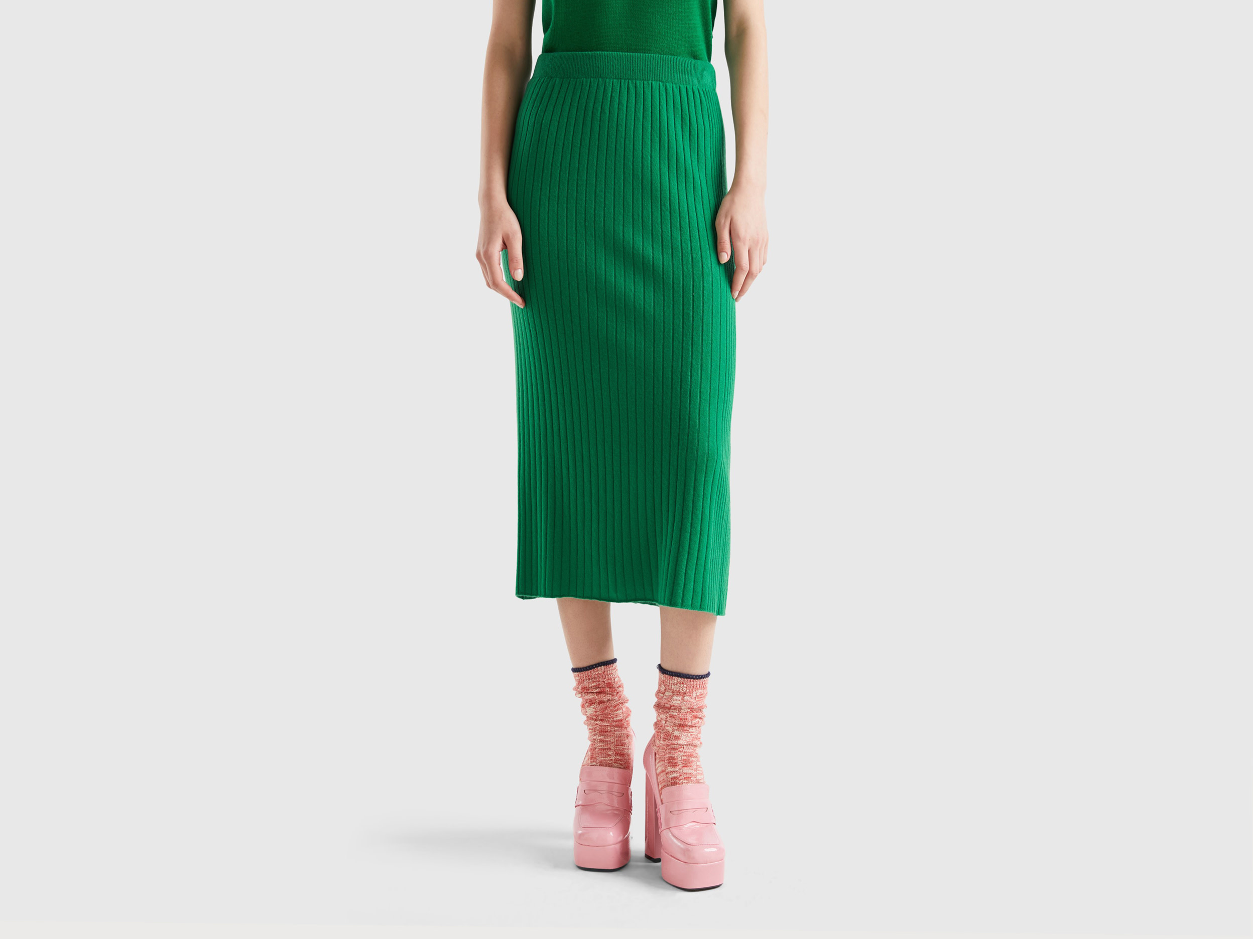 Benetton, Knit Pencil Skirt, size S, Green, Women