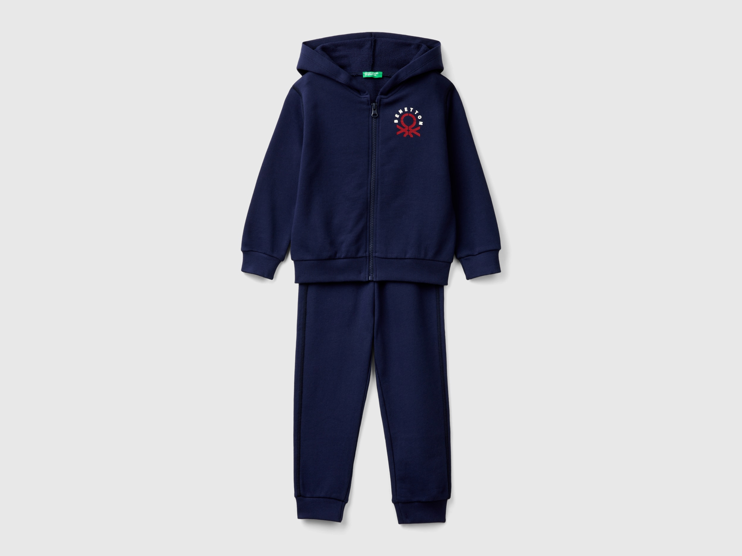 Benetton, Tuta In Felpa 100% Cotone, Blu Scuro, Bambini