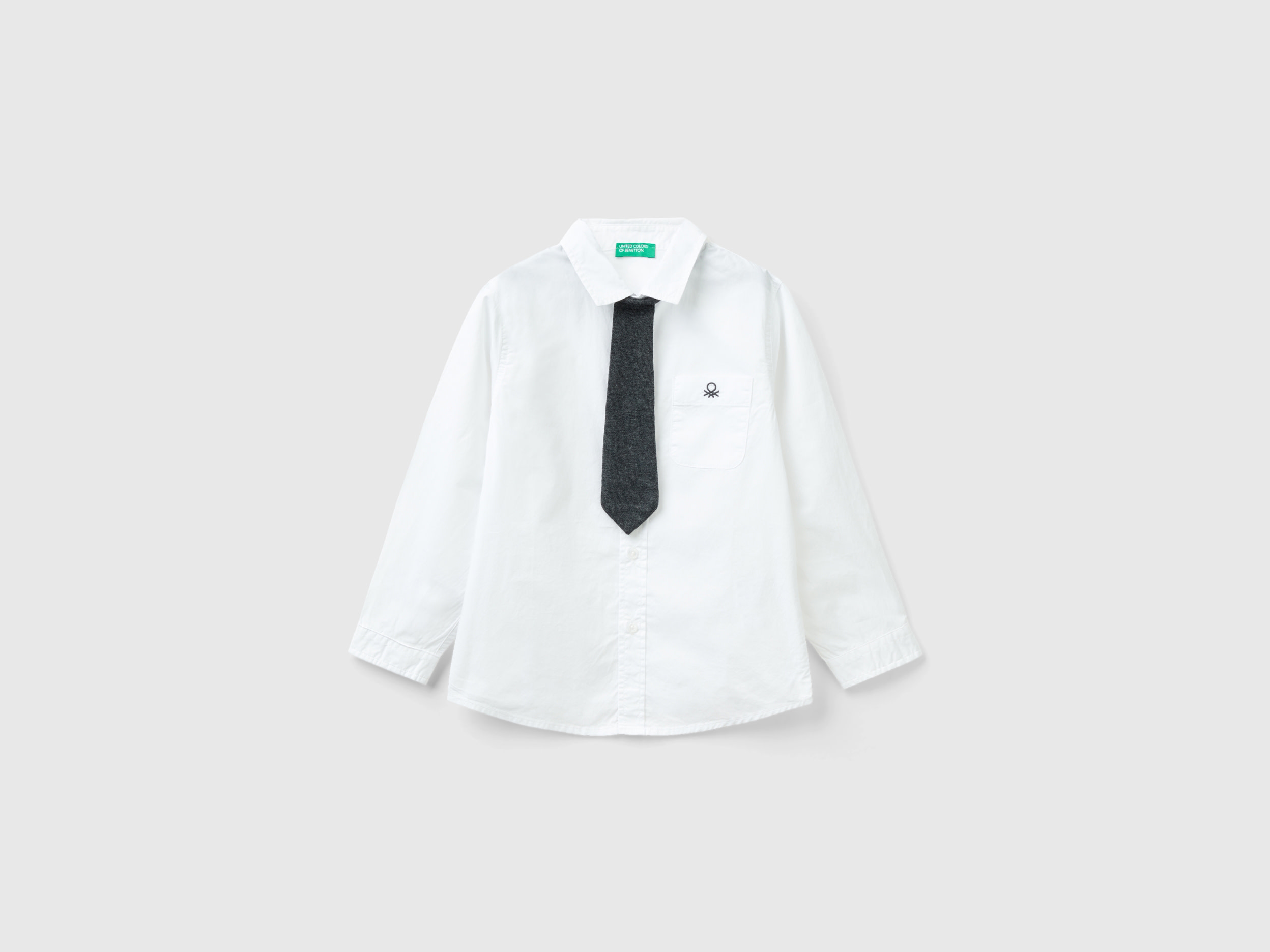 Benetton, Shirt With Detachable Tie, size 3-4, White, Kids