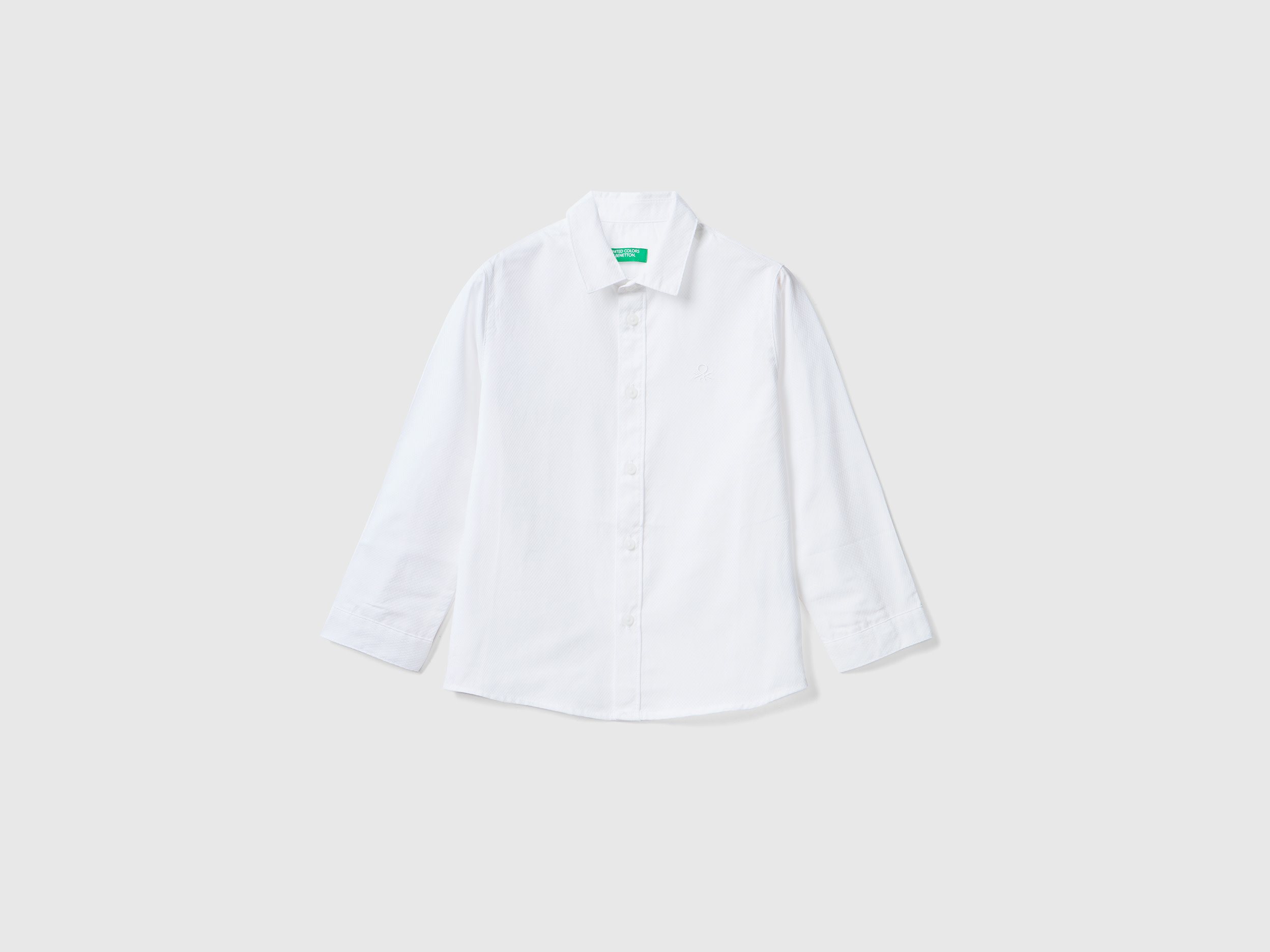 Benetton, Classic Shirt In Pure Cotton, size 5-6, White, Kids