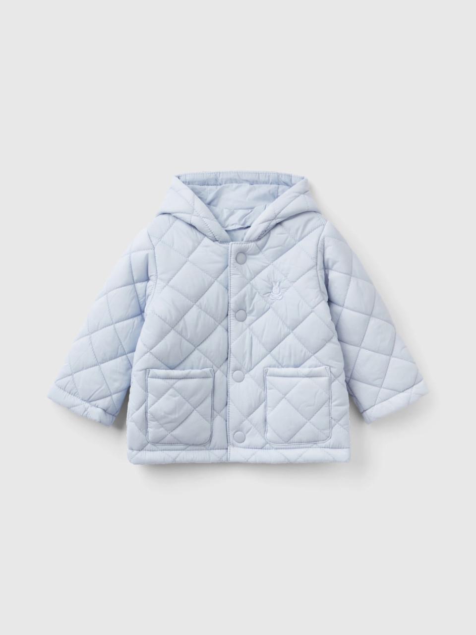 Benetton, Quilted Jacket With Hood, Sky Blue, Kids