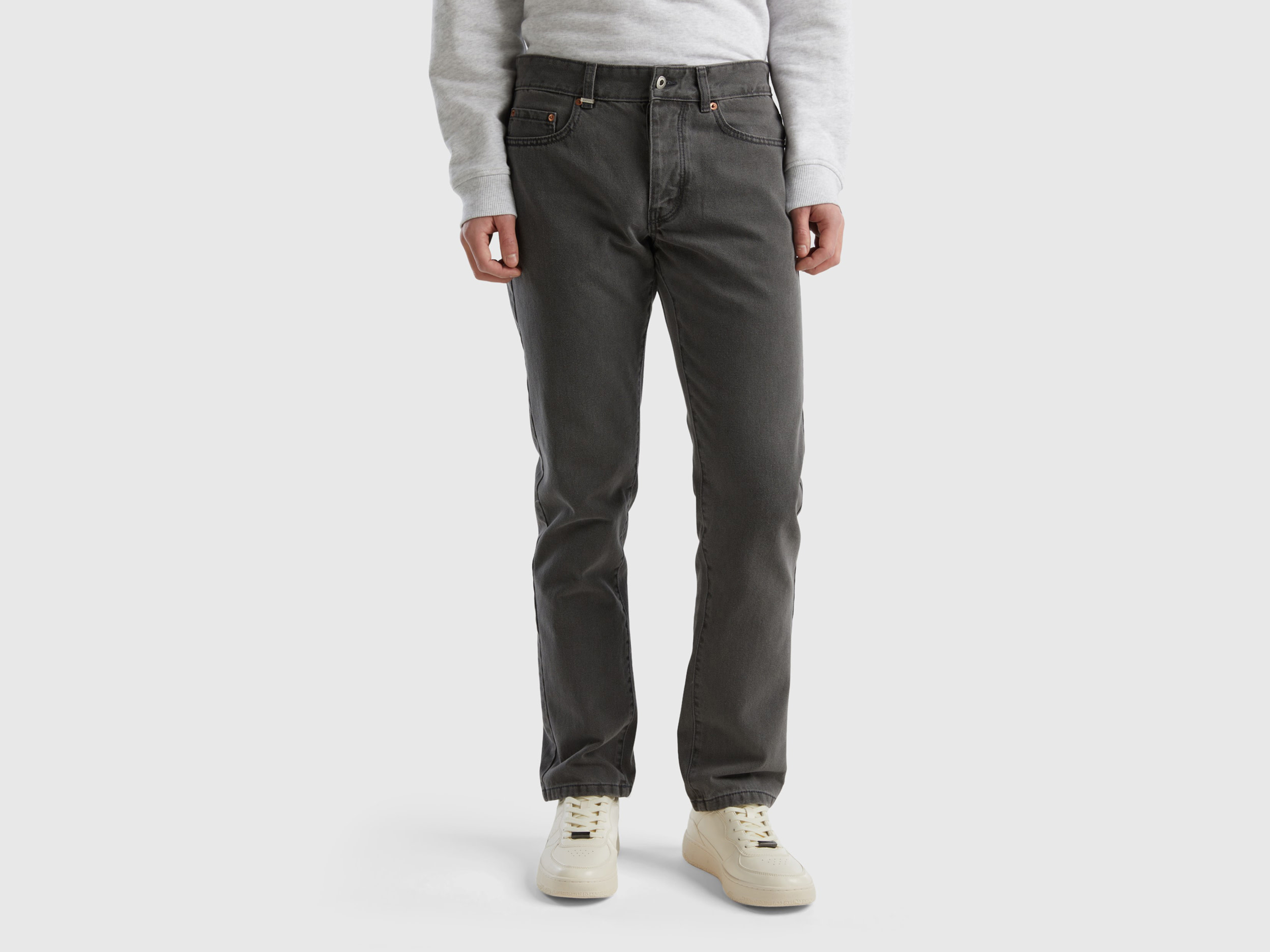 Image of Benetton, Straight Fit Jeans, size 33, Dark Gray, Men