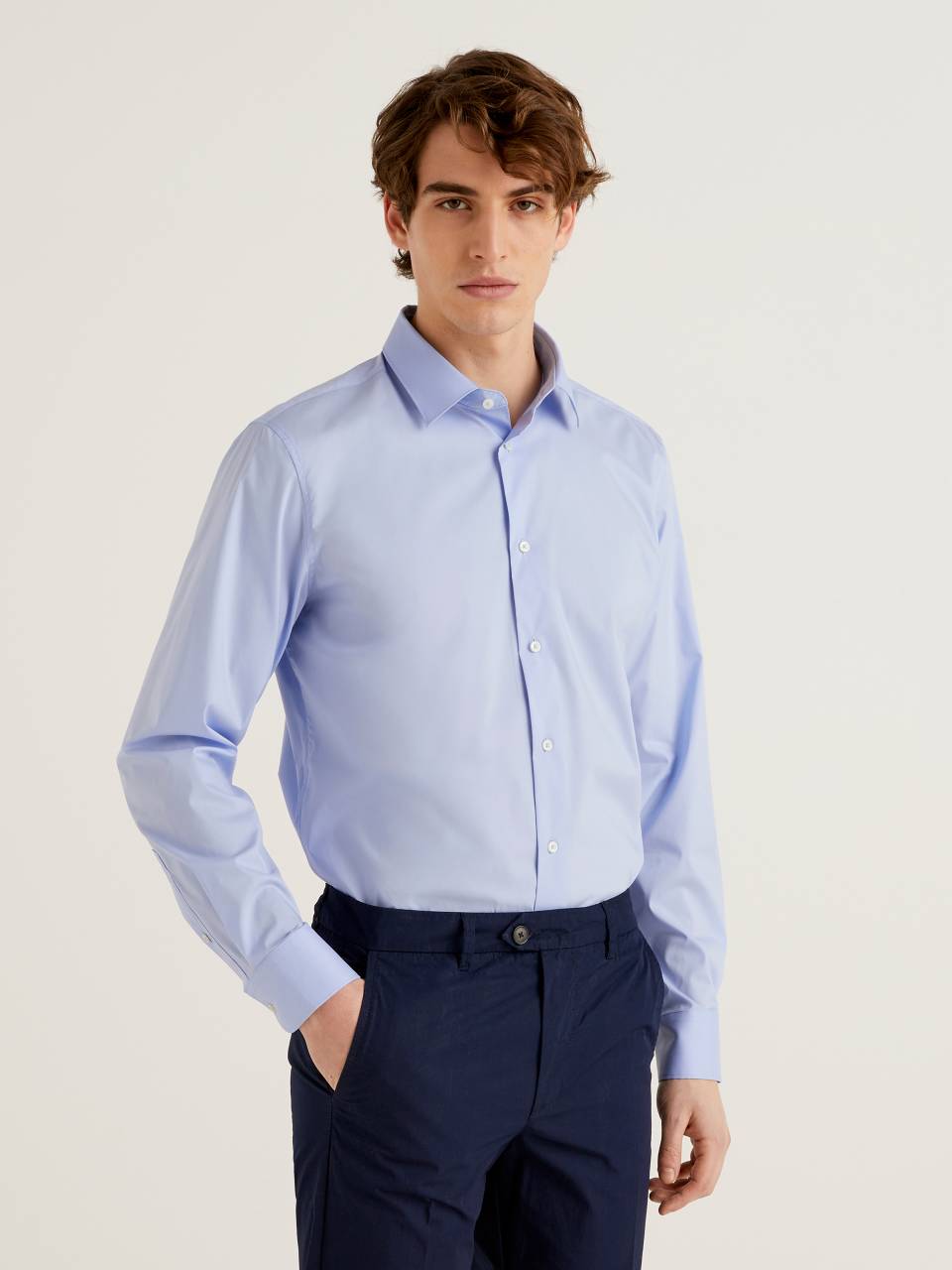 Benetton Solid color slim fit shirt. 1