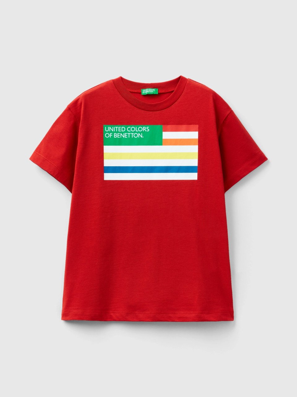 Benetton, T-shirt En 100 % Coton Bio, Rouge Brique, Enfants