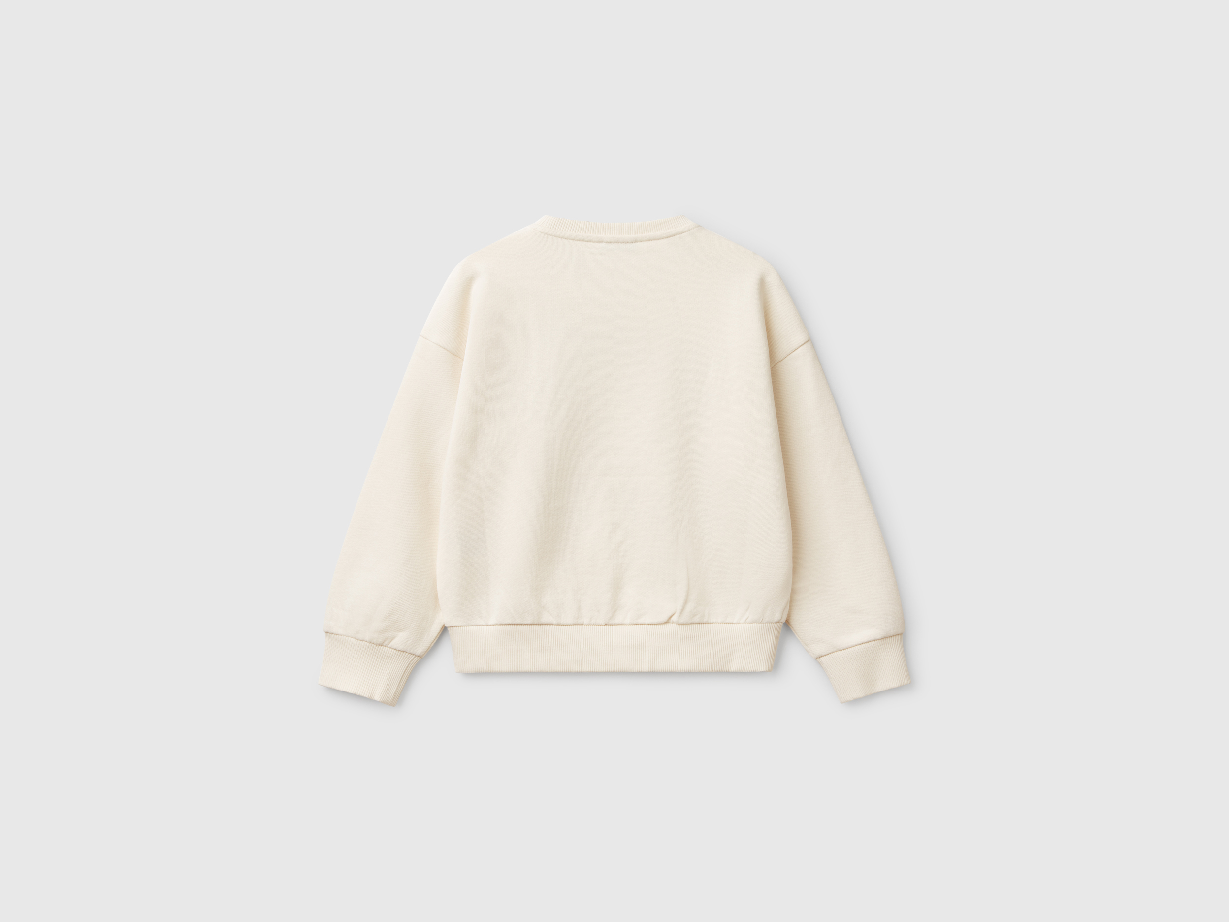 Benetton, Φούτερ Με Παγιέτες, size XL, Λευκο Κρεμ, Παιδικά φωτογραφία