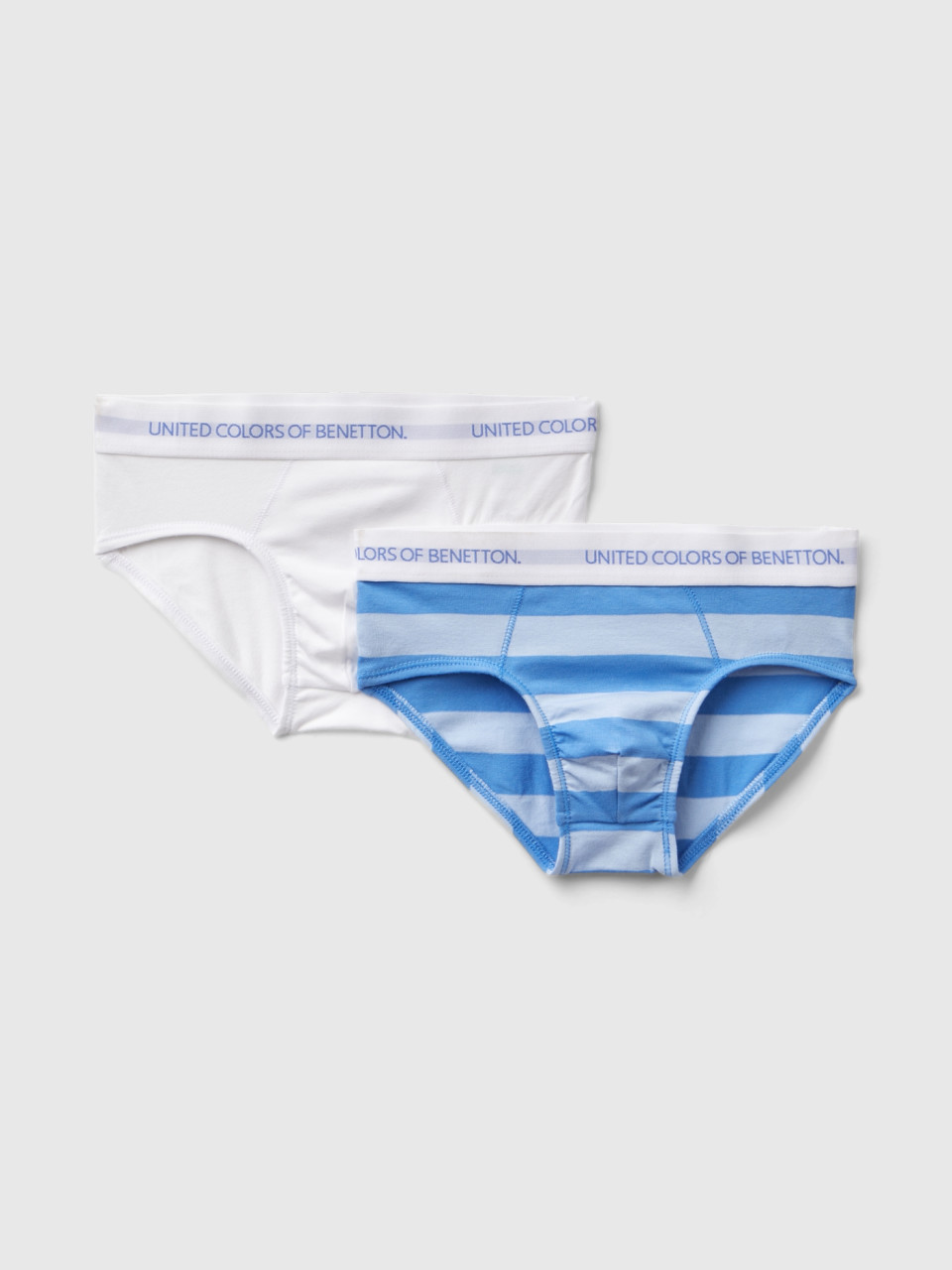 Benetton, Two Pairs Of Underwear In Stretch Organic Cotton, Multi-color, Kids