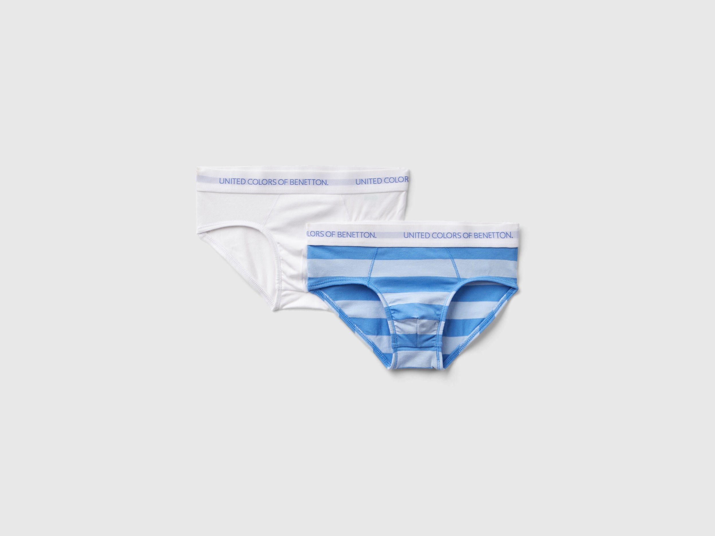 Image of Benetton, Two Pairs Of Underwear In Stretch Organic Cotton, size S, Multi-color, Kids