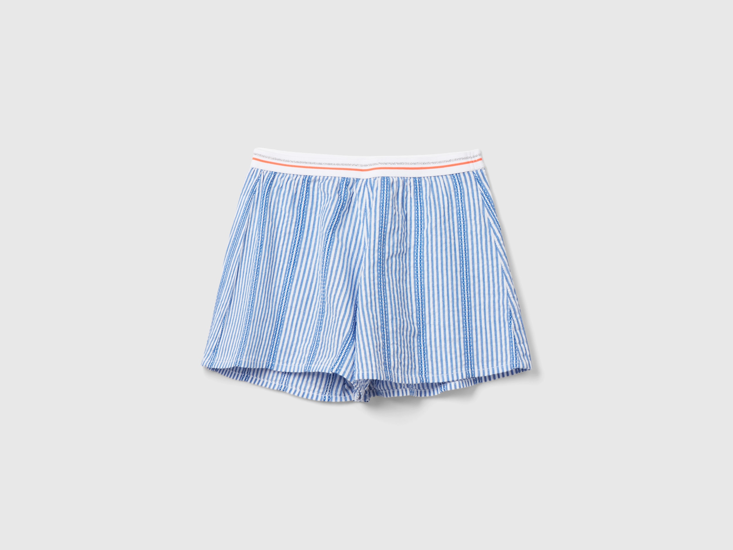 Benetton, Gonna Pantalone A Righe, Azzurro, Bambini