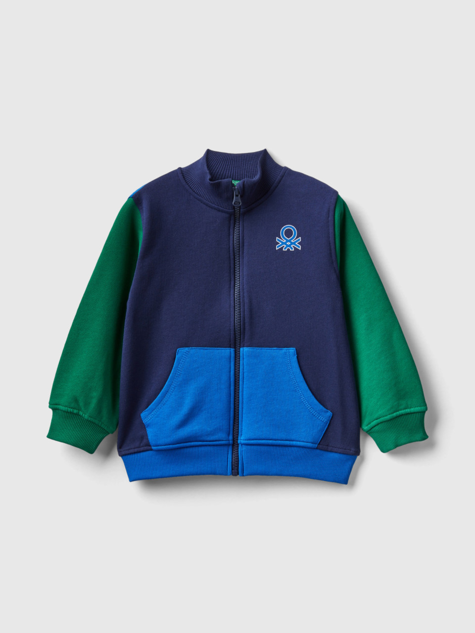 Benetton, Sweatshirt Aus Bio-baumwolle Mit Reißverschluss, Bunt, male