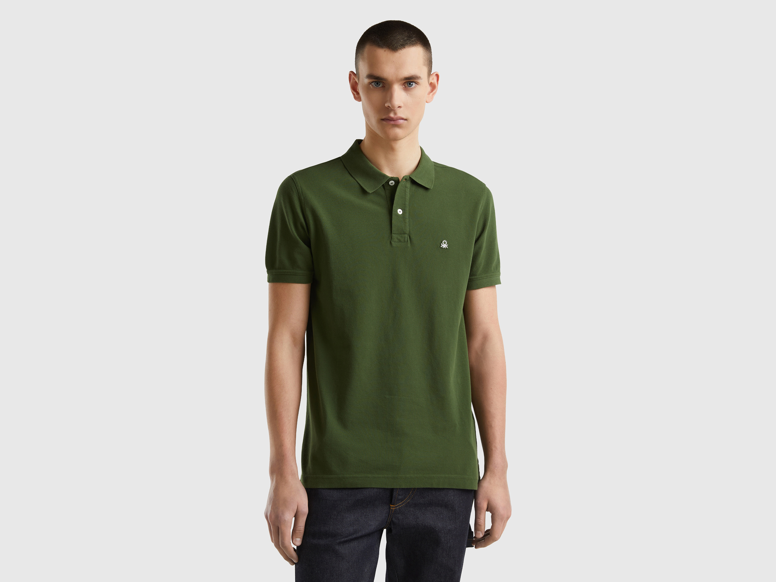 Image of Benetton, Olive Green Regular Fit Polo, size XL, , Men