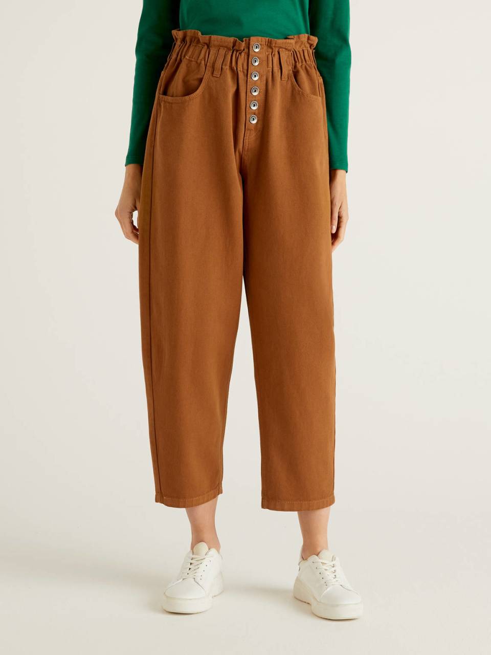 Benetton High-waisted 100% cotton trousers. 1