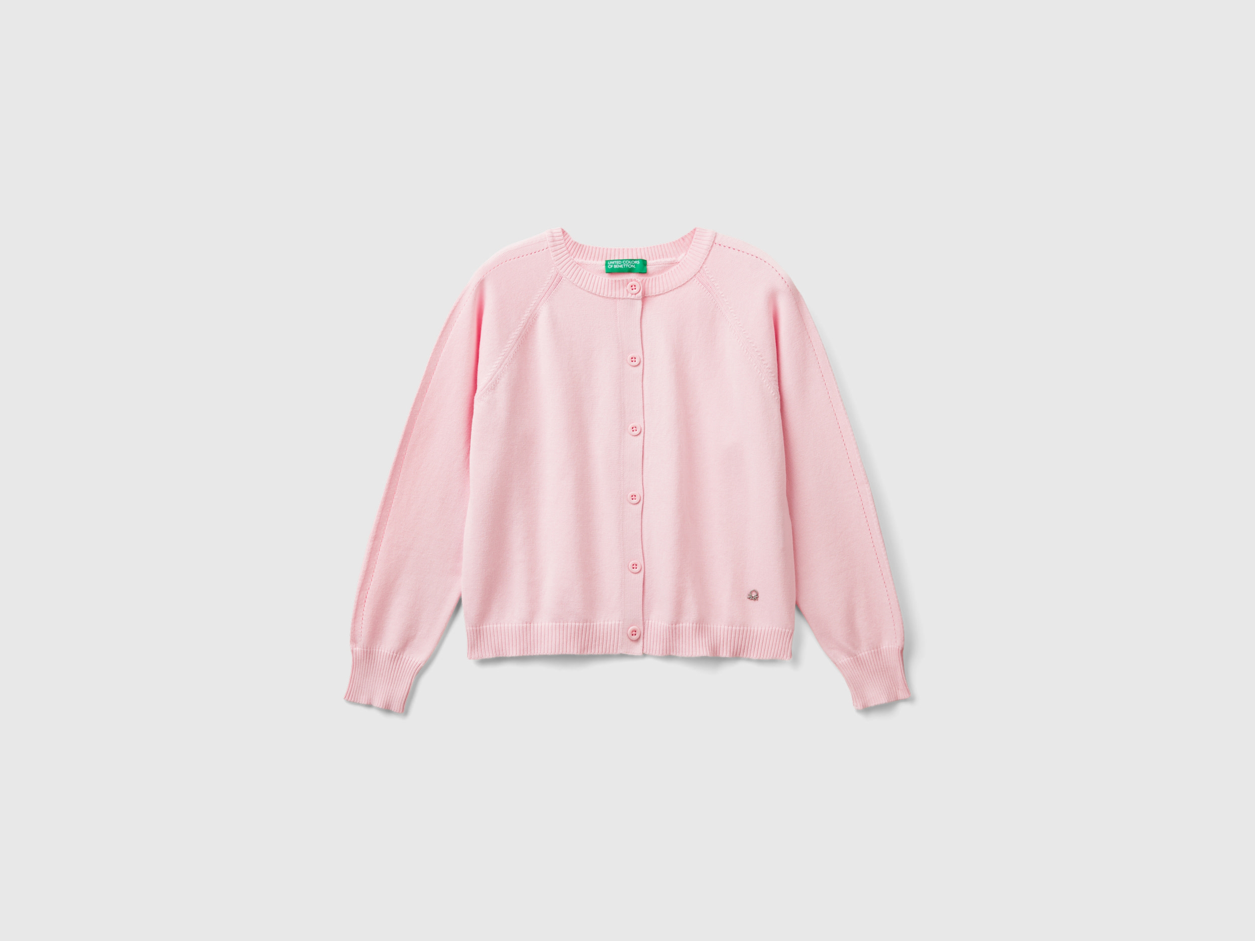 Benetton, Cardigan In Puro Cotone, Rosa, Bambini