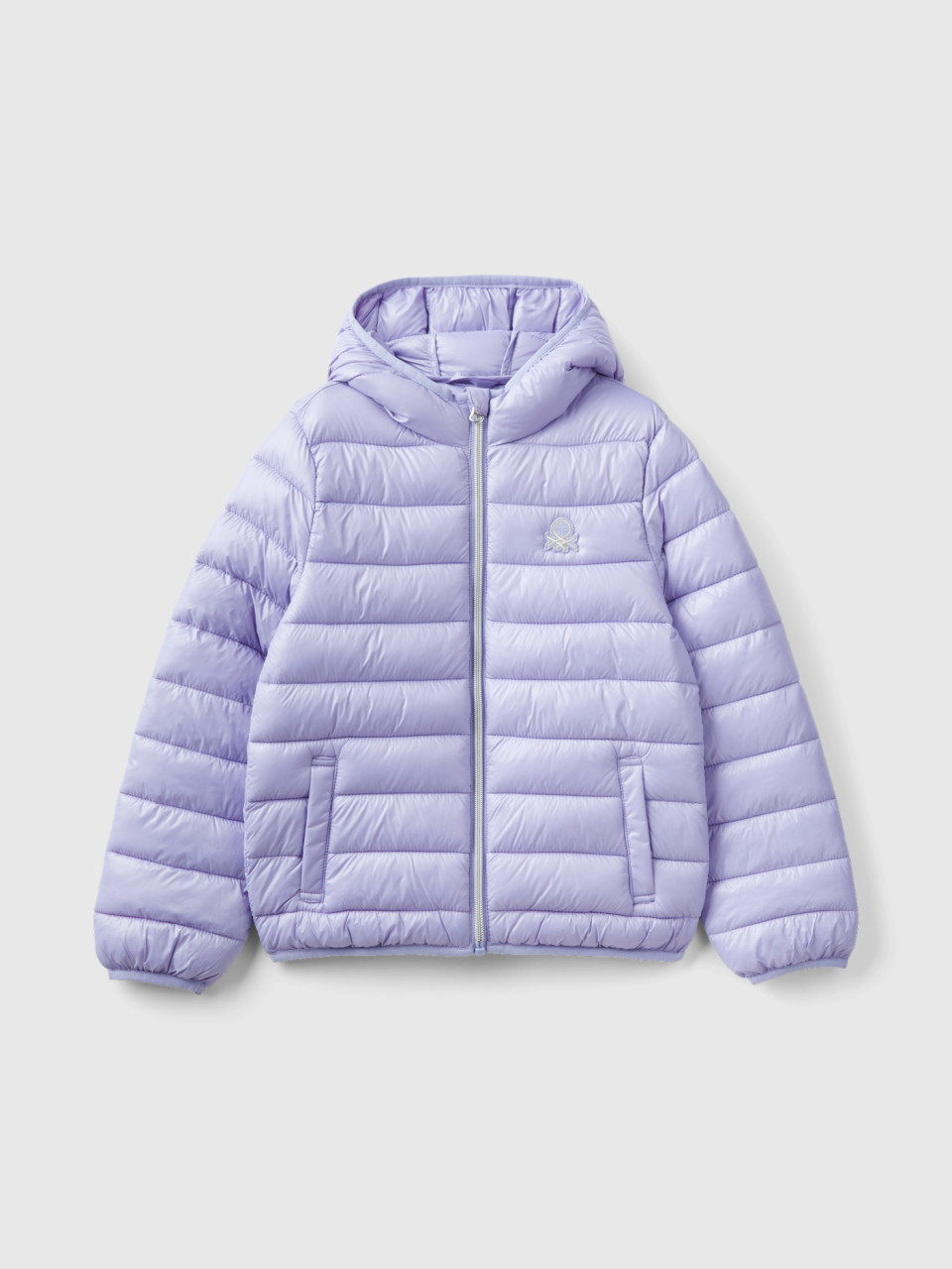 Benetton, Puffer Jacket With Hood, Lilac, Kids