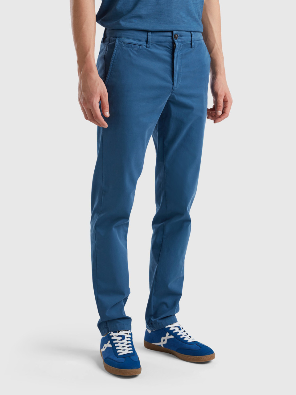 Benetton, Air Force Blue Slim Fit Chinos, Air Force Blue, Men