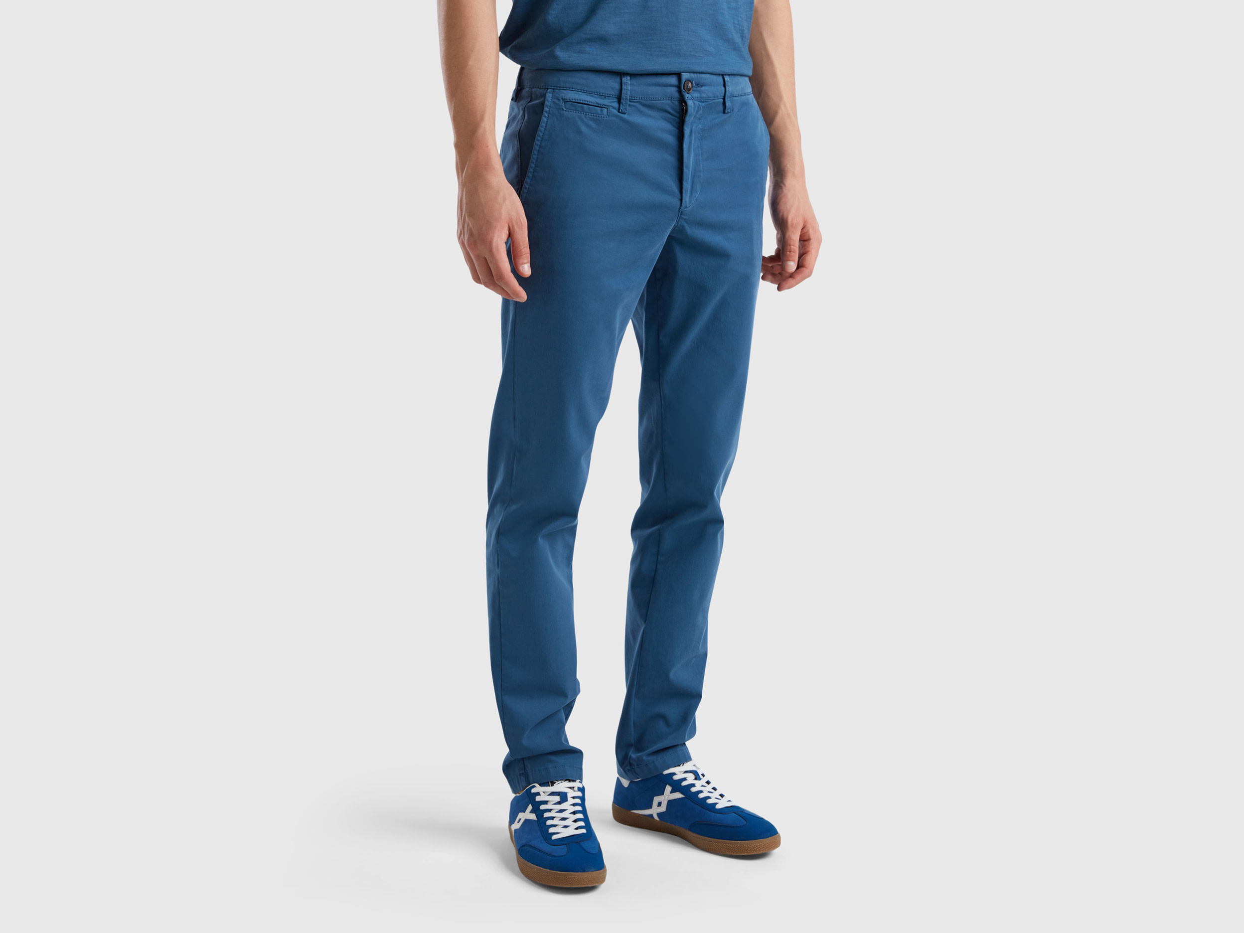 Benetton, Air Force Blue Slim Fit Chinos, size 38, Air Force Blue, Men