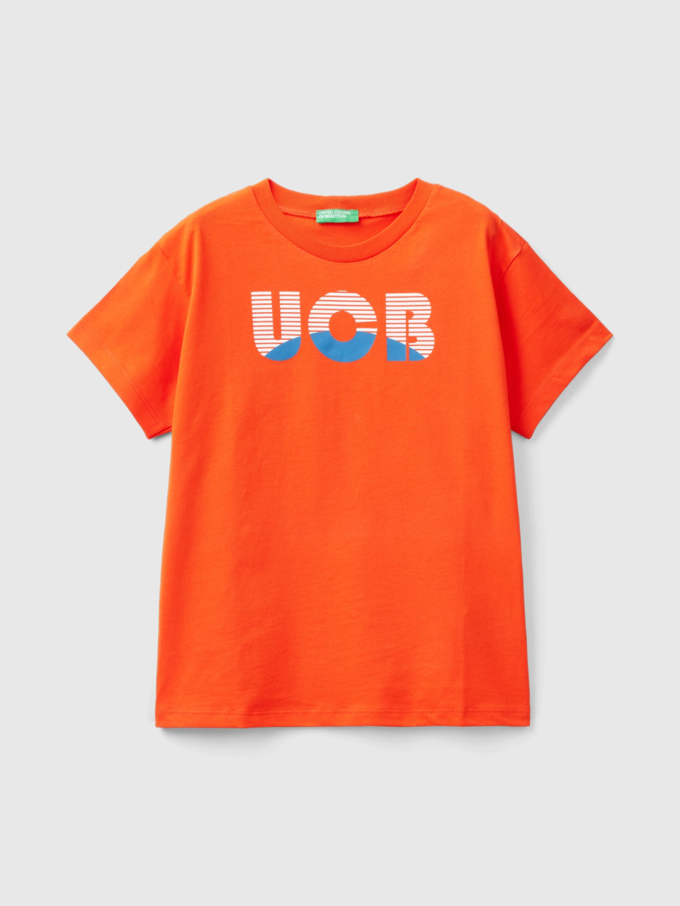Benetton, 100% Organic Cotton T-shirt With Logo, , Kids