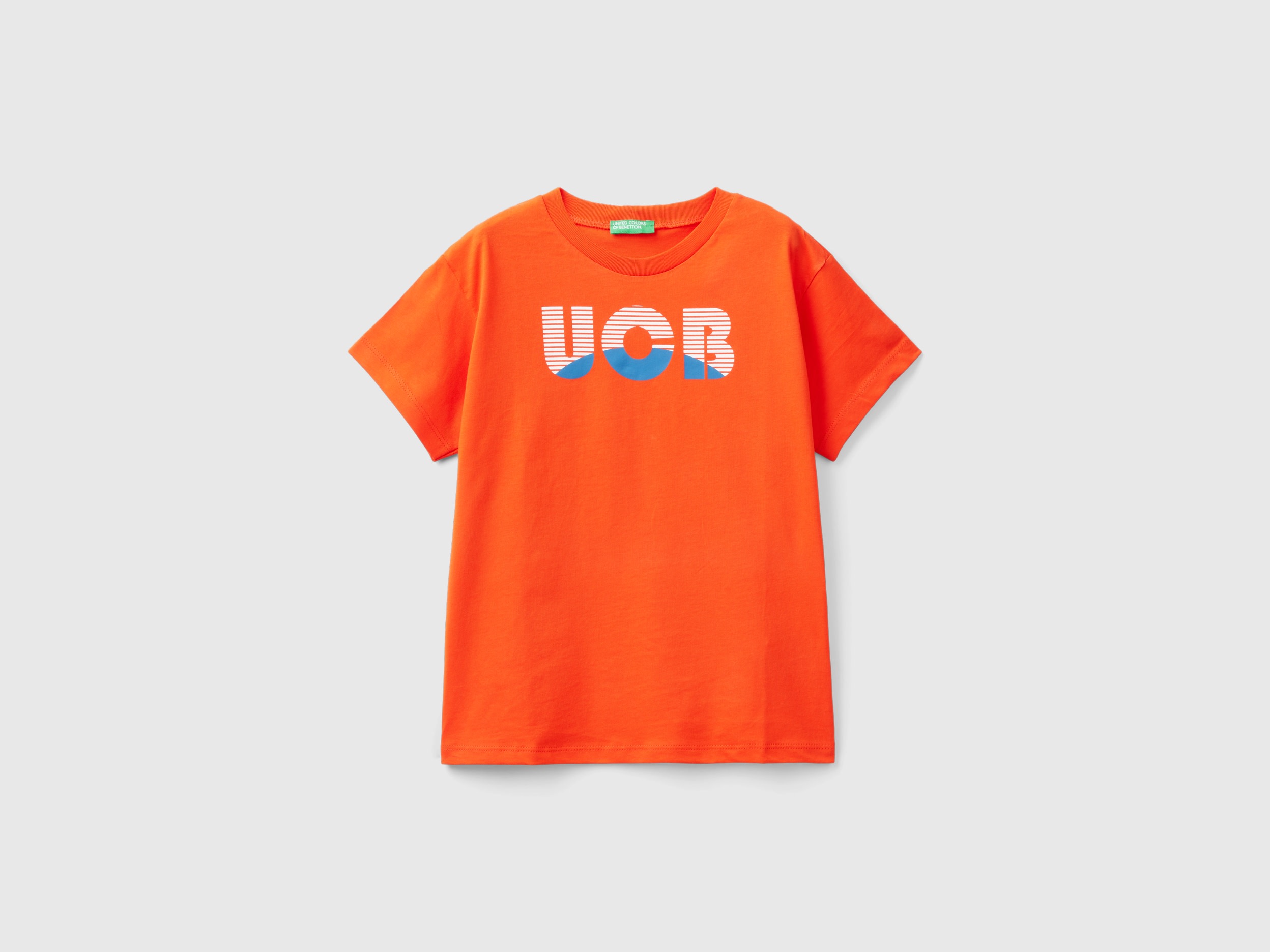 Image of Benetton, 100% Organic Cotton T-shirt With Logo, size 3XL, , Kids