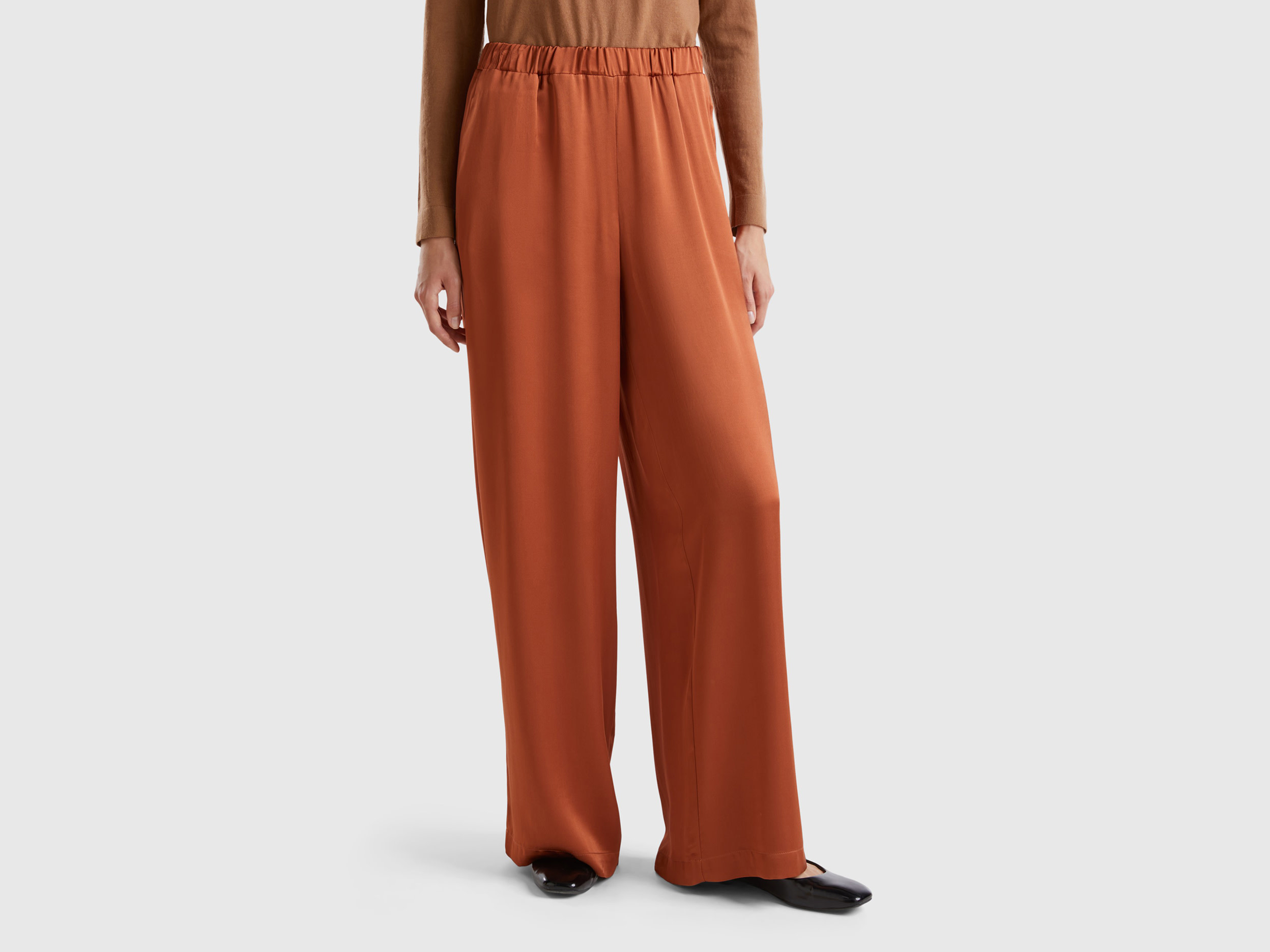 Benetton, Pantaloni Ampi 100% Viscosa, , Donna