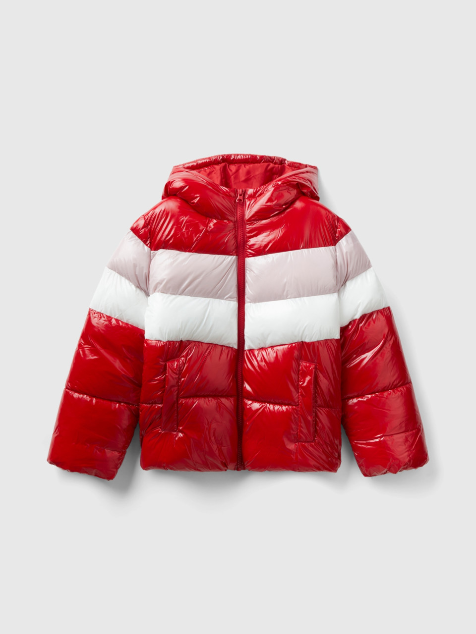 Benetton, Color Block Padded Jacket, Red, Kids