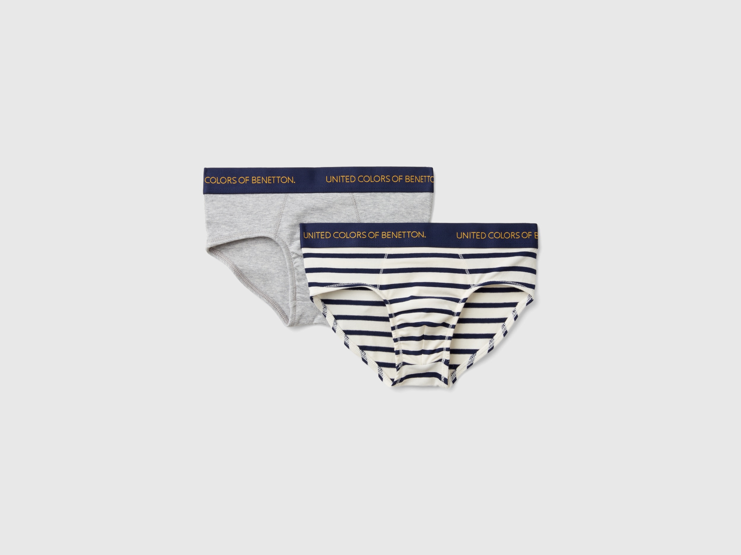 Benetton, Due Slip In Cotone Bio Stretch, Multicolore, Bambini